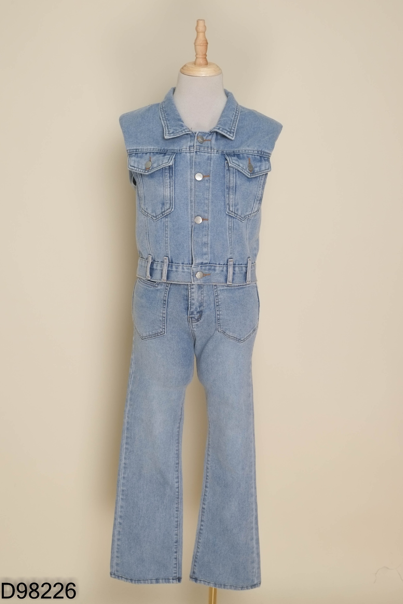 Set Áo sát nách jeans xanh + quần dài
