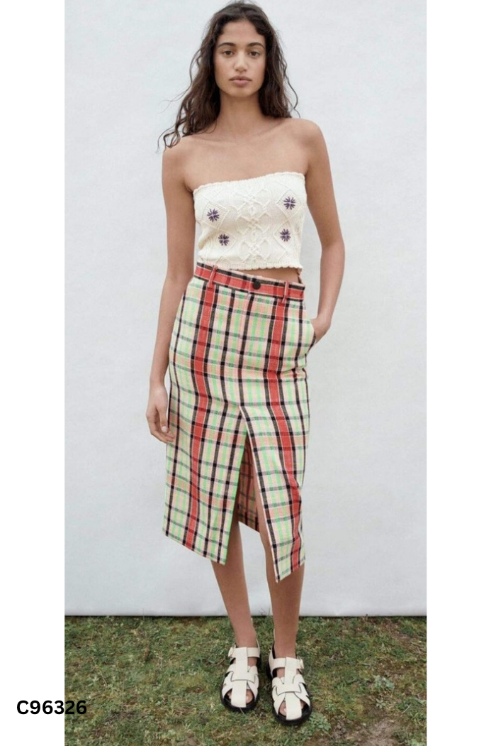 Chân váy ZARA hồng phối xanh