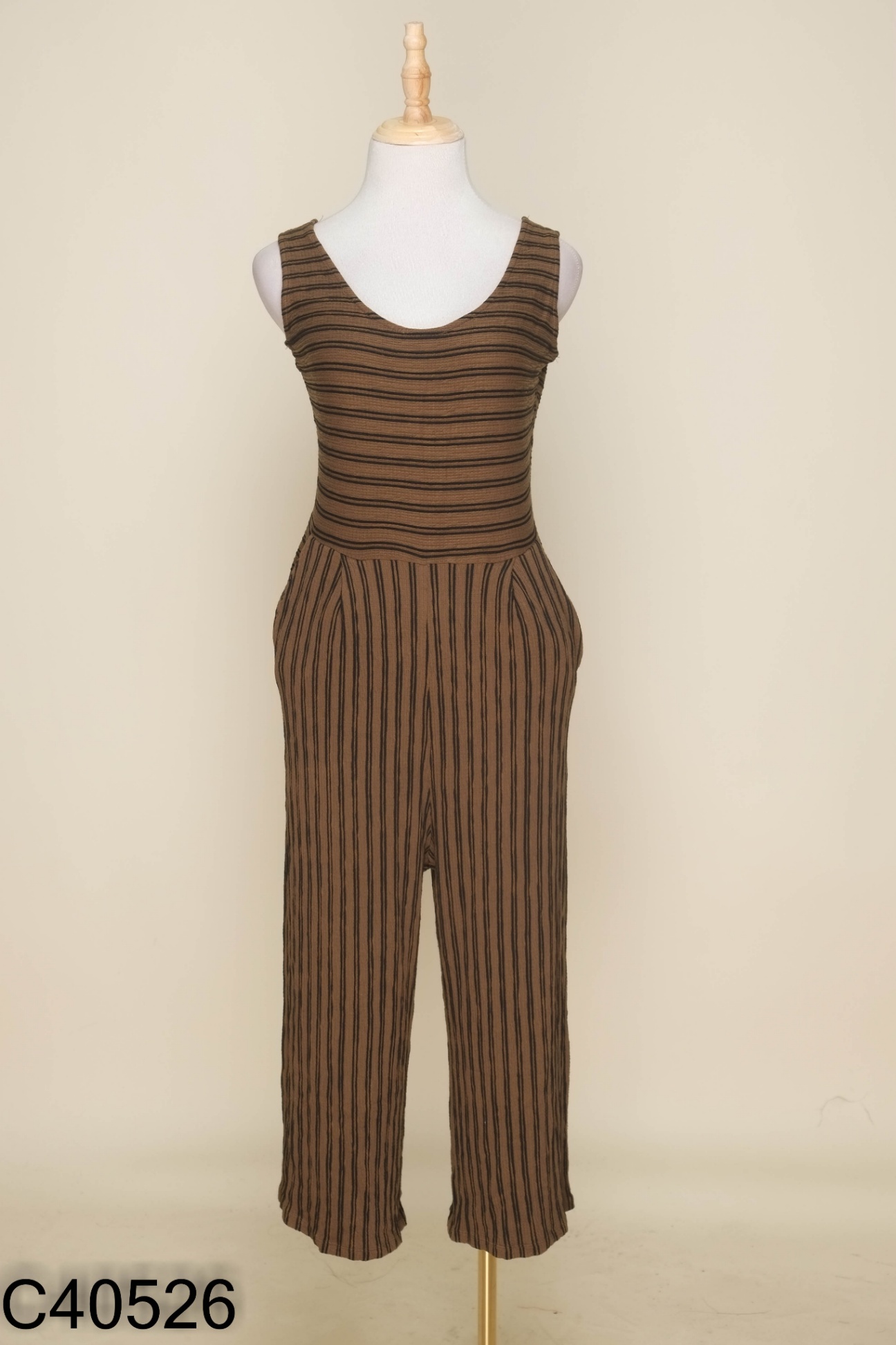 Jumpsuits nâu rêu OVS sọc đen
