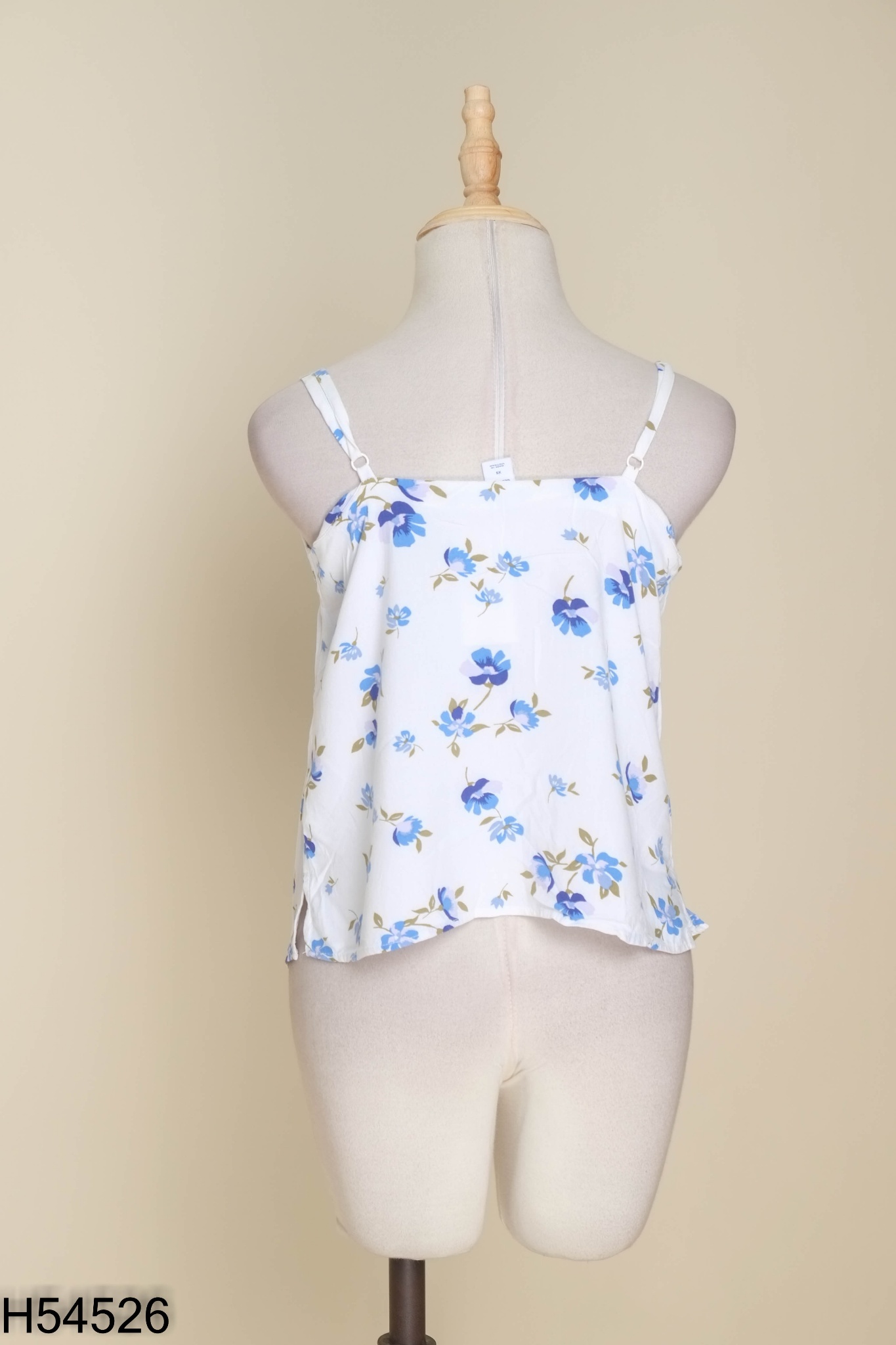 Áo 2 dây trắng họa tiết hoa xanh