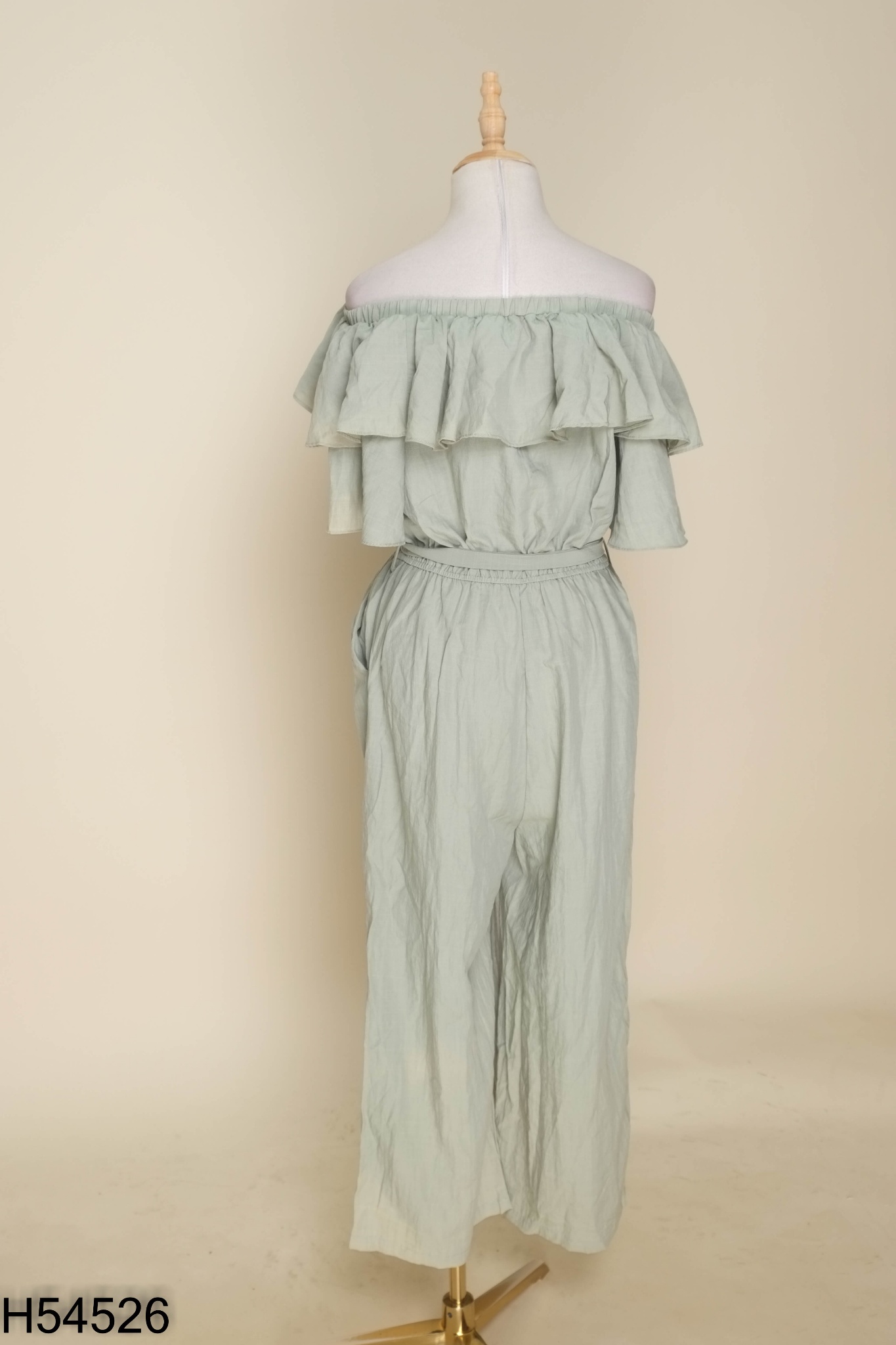Jumpsuits xanh trễ vao phối cúc