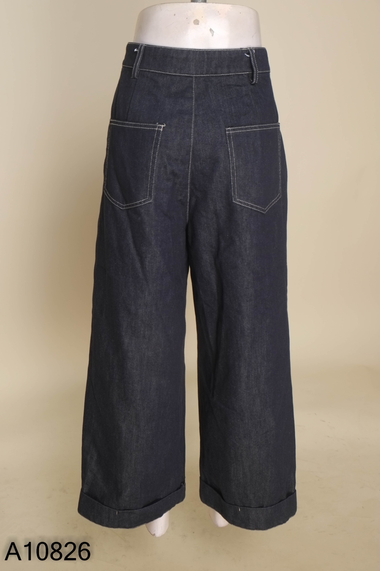 Quần jeans xanh đen ống rộng