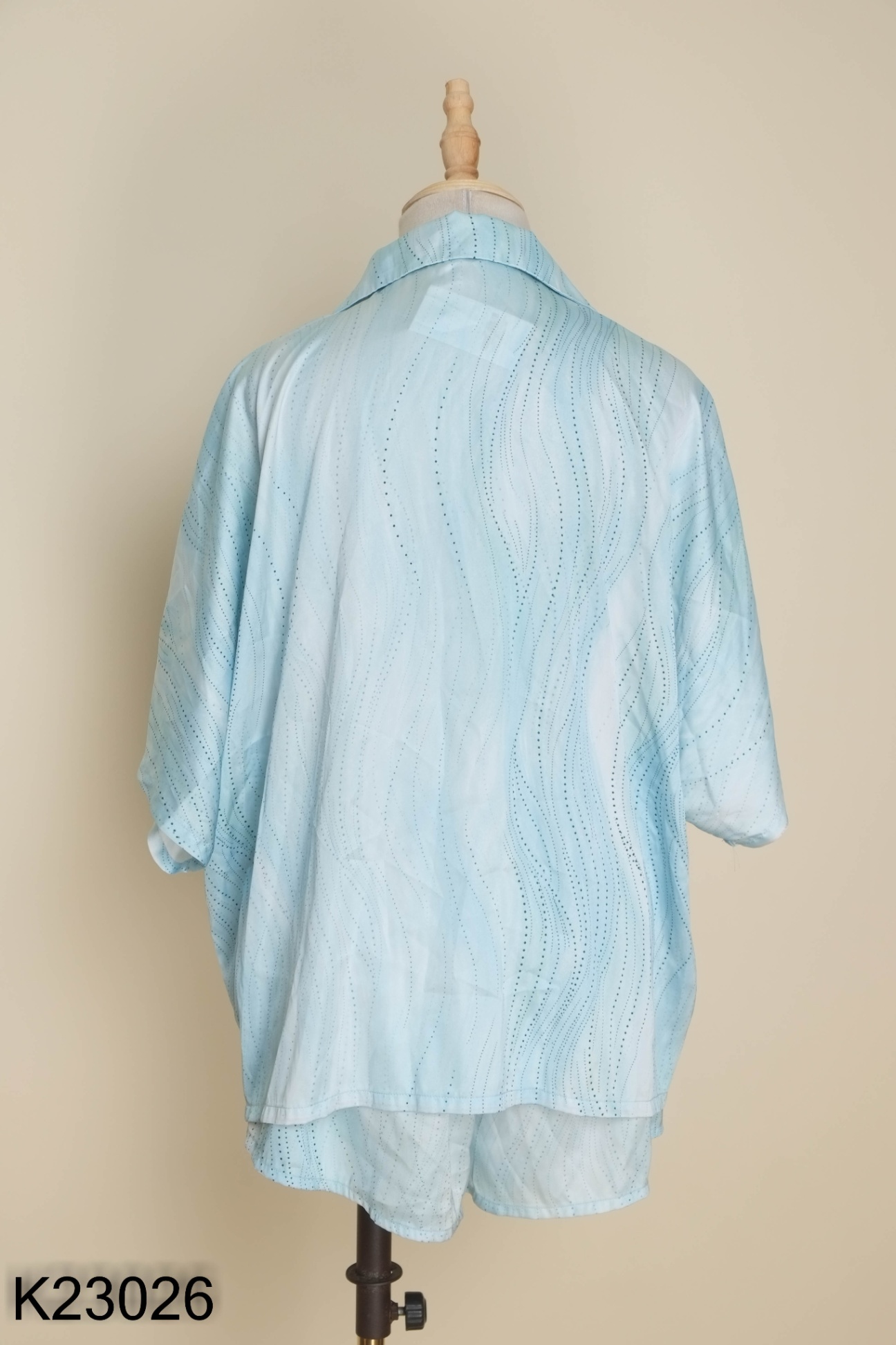 Set Pijama lụa xanh họa tiết