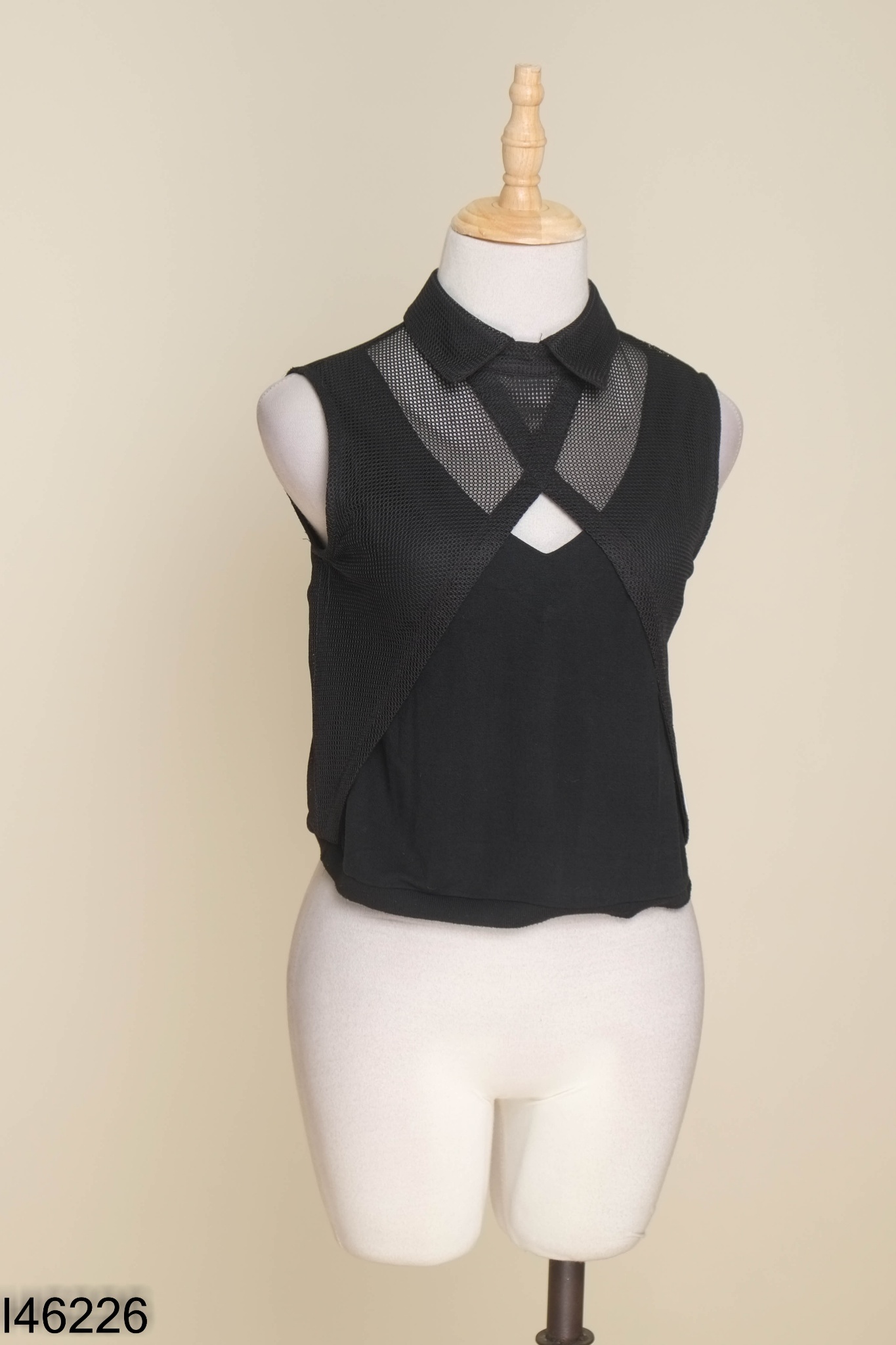 Áo sát nách IVY MODA lưới đen