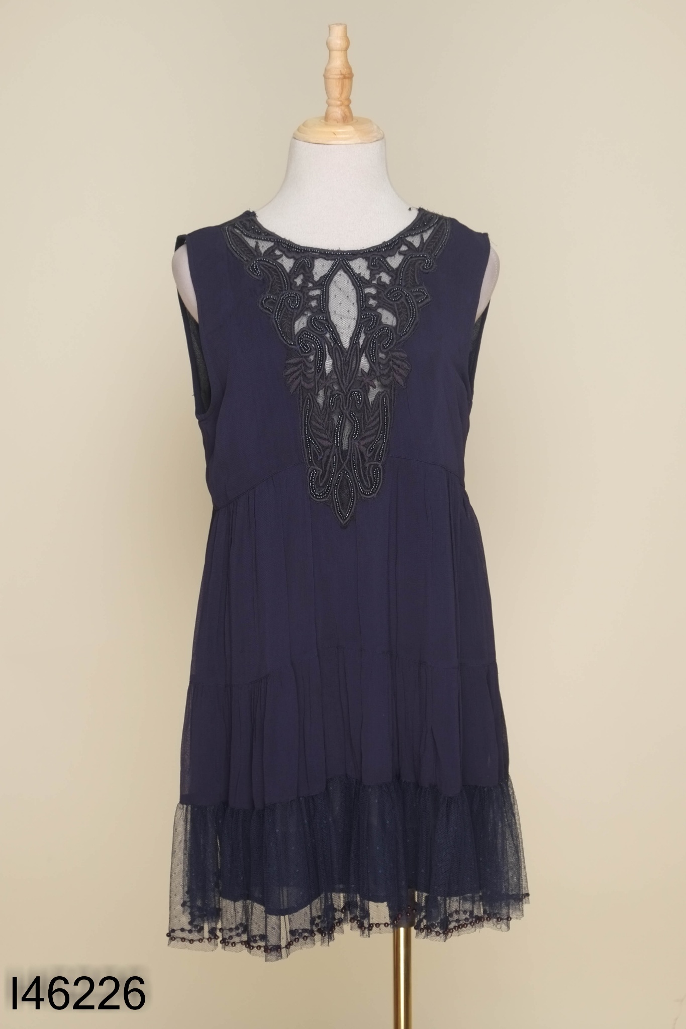 Váy lưới xanh than ZARA đính cườm