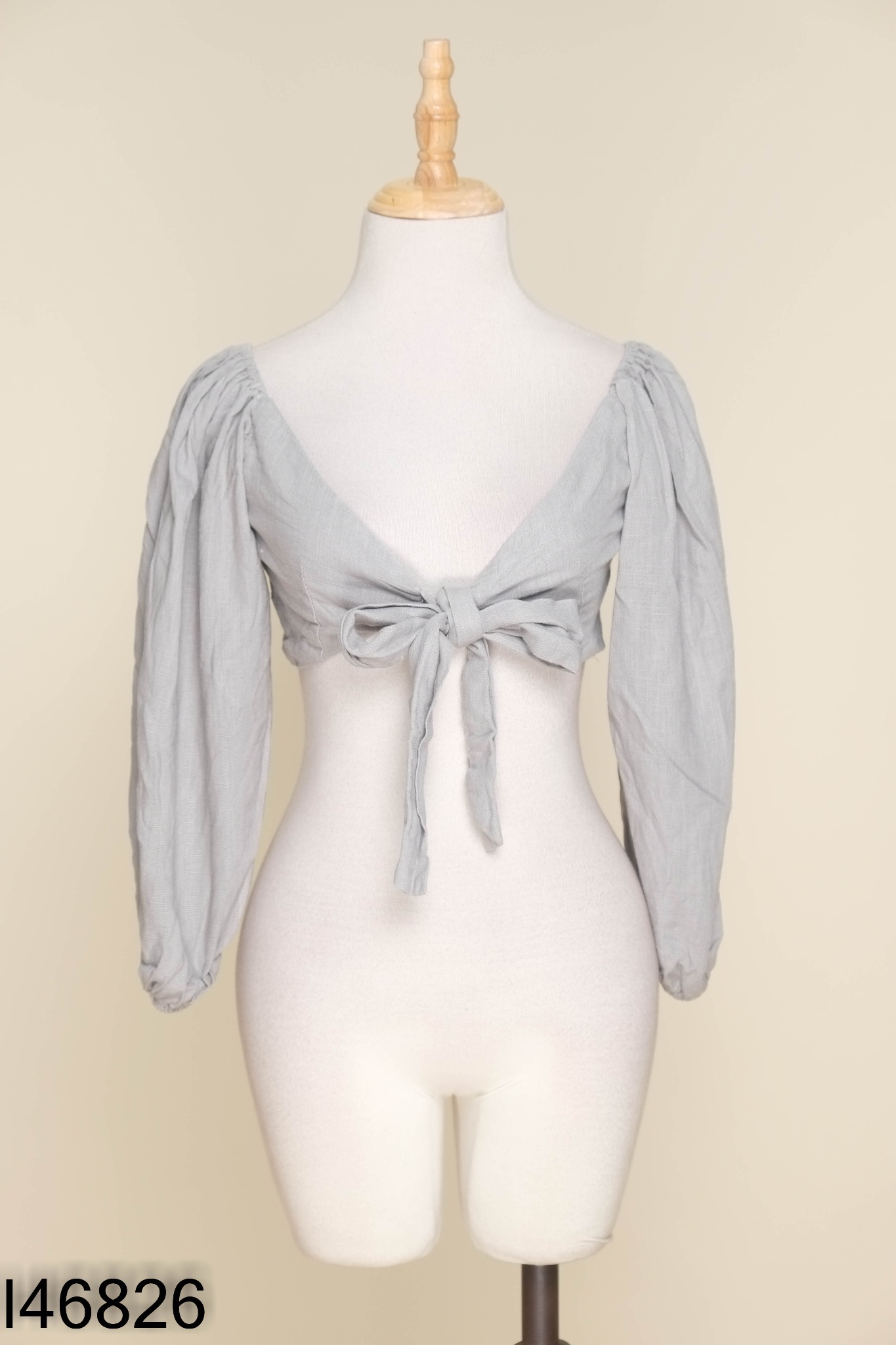 Áo LAM LINEN xám croptop