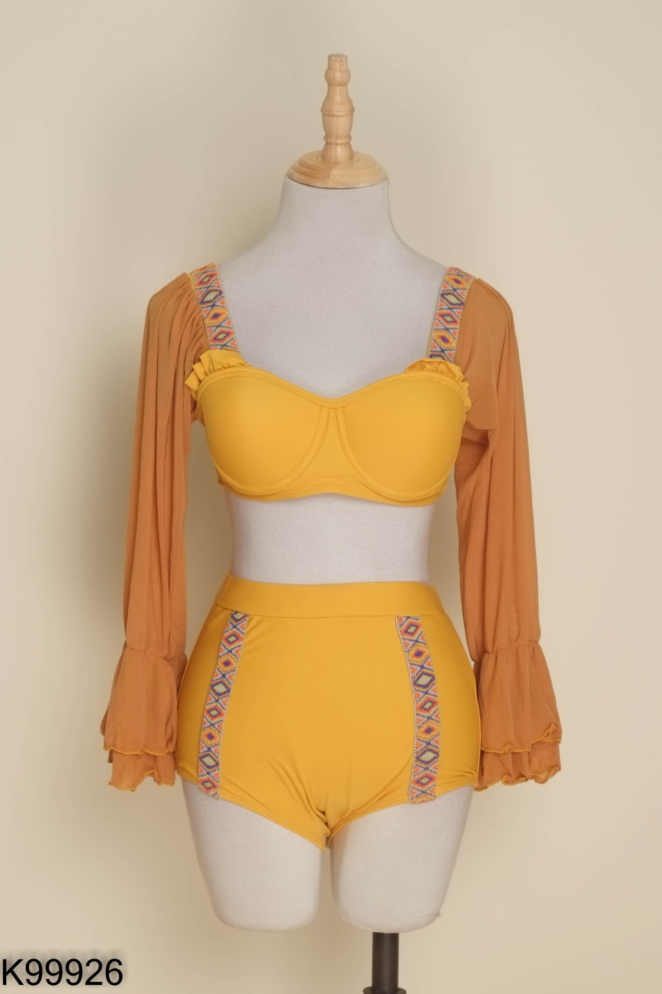SET Bikini vàng phối họa tiết thổ câm r