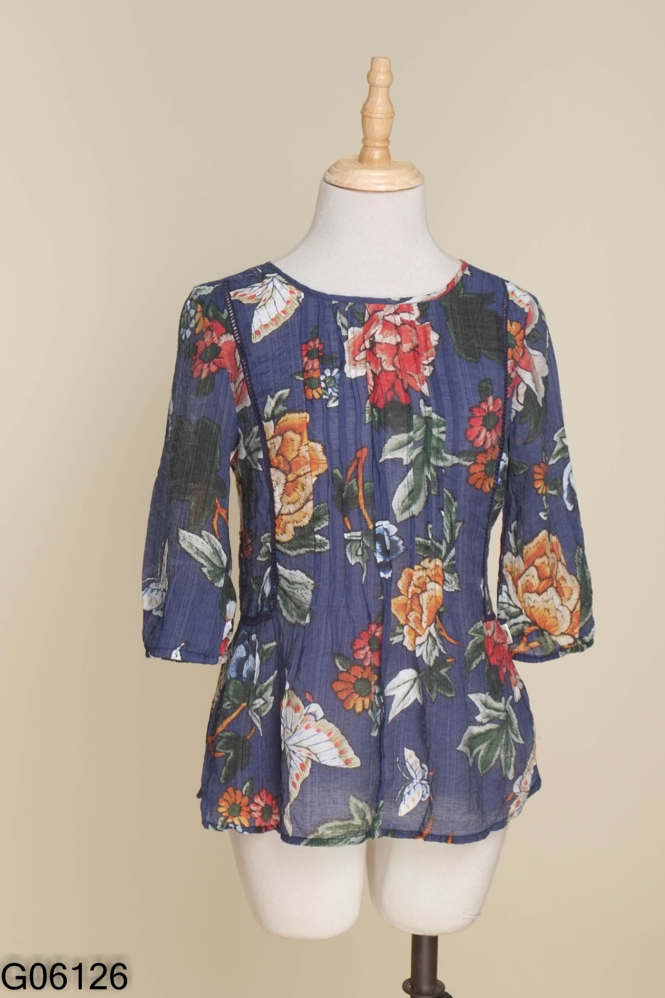 Áo ADORE DRESS xanh họa tiết hoa
