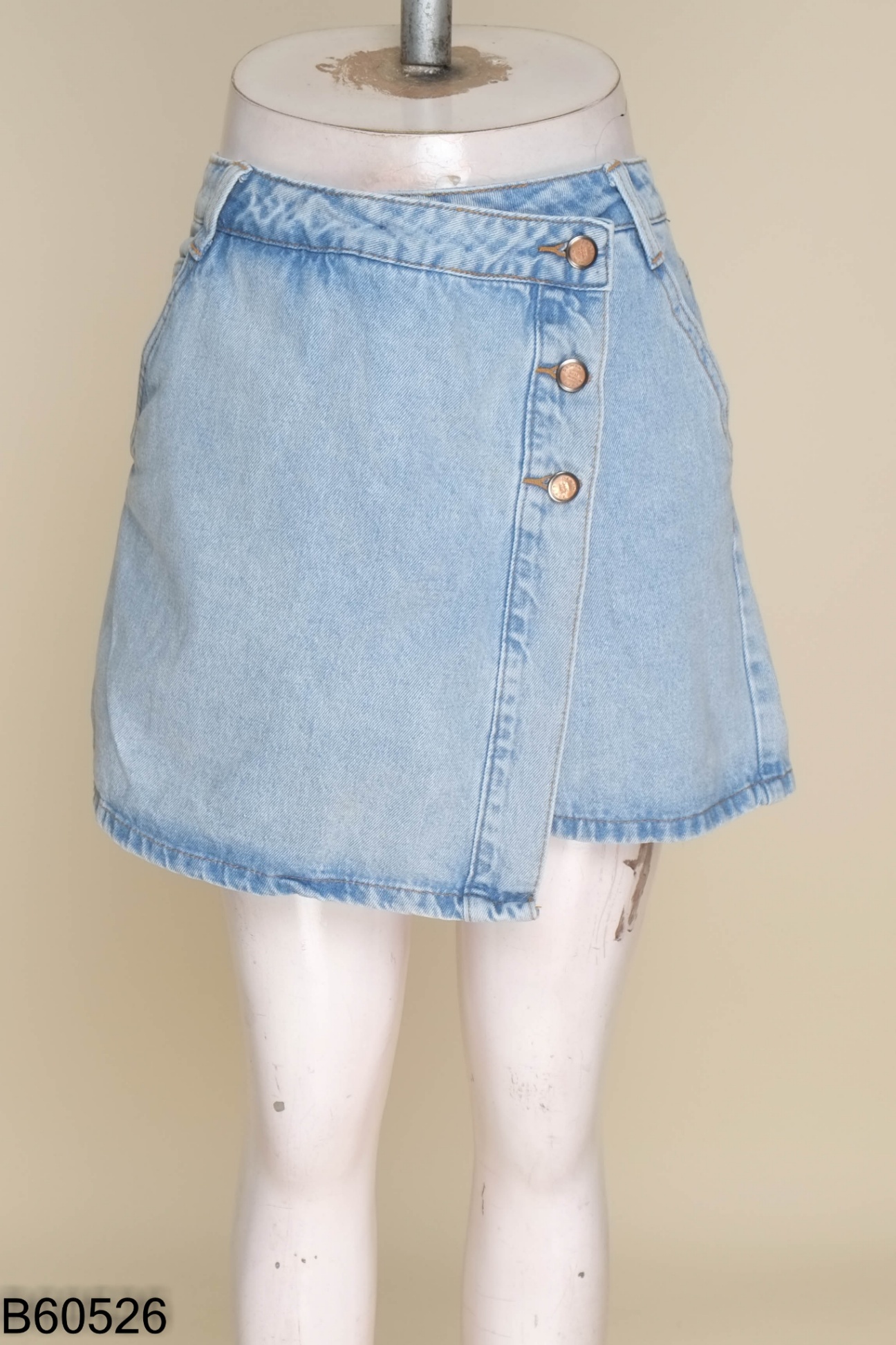 Quần shorts jeans xanh giả váy (ZARA xuất)