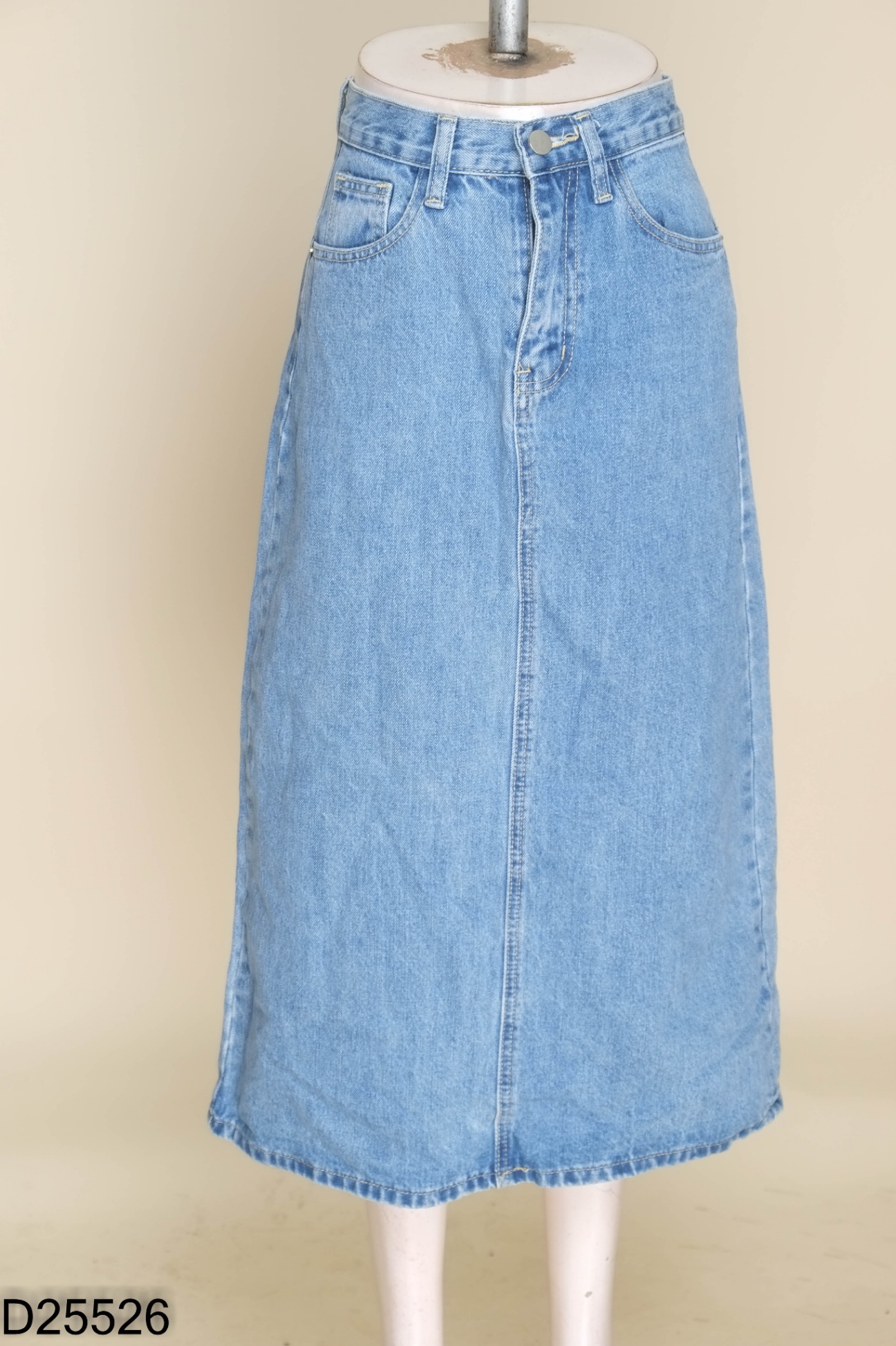 Chân váy jeans xanh trơn