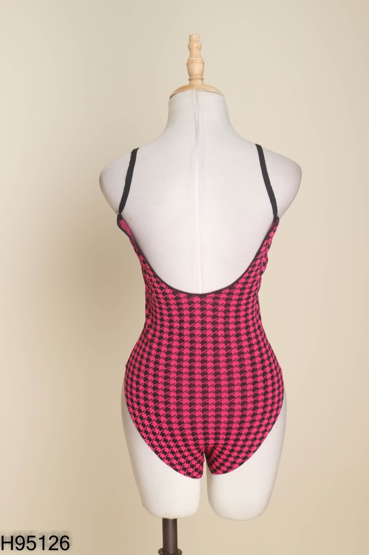 Bodysuits hai dây hồng họa tiết