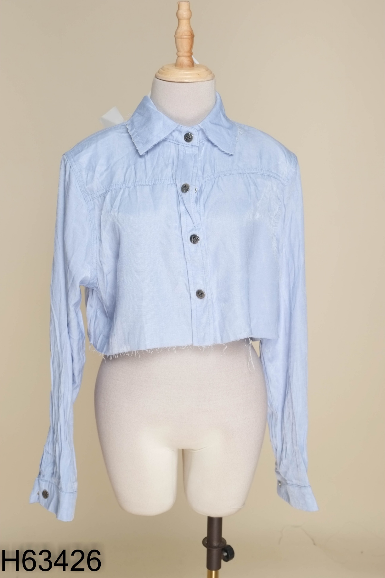 NEWTAG Áo sơ mi xanh croptop