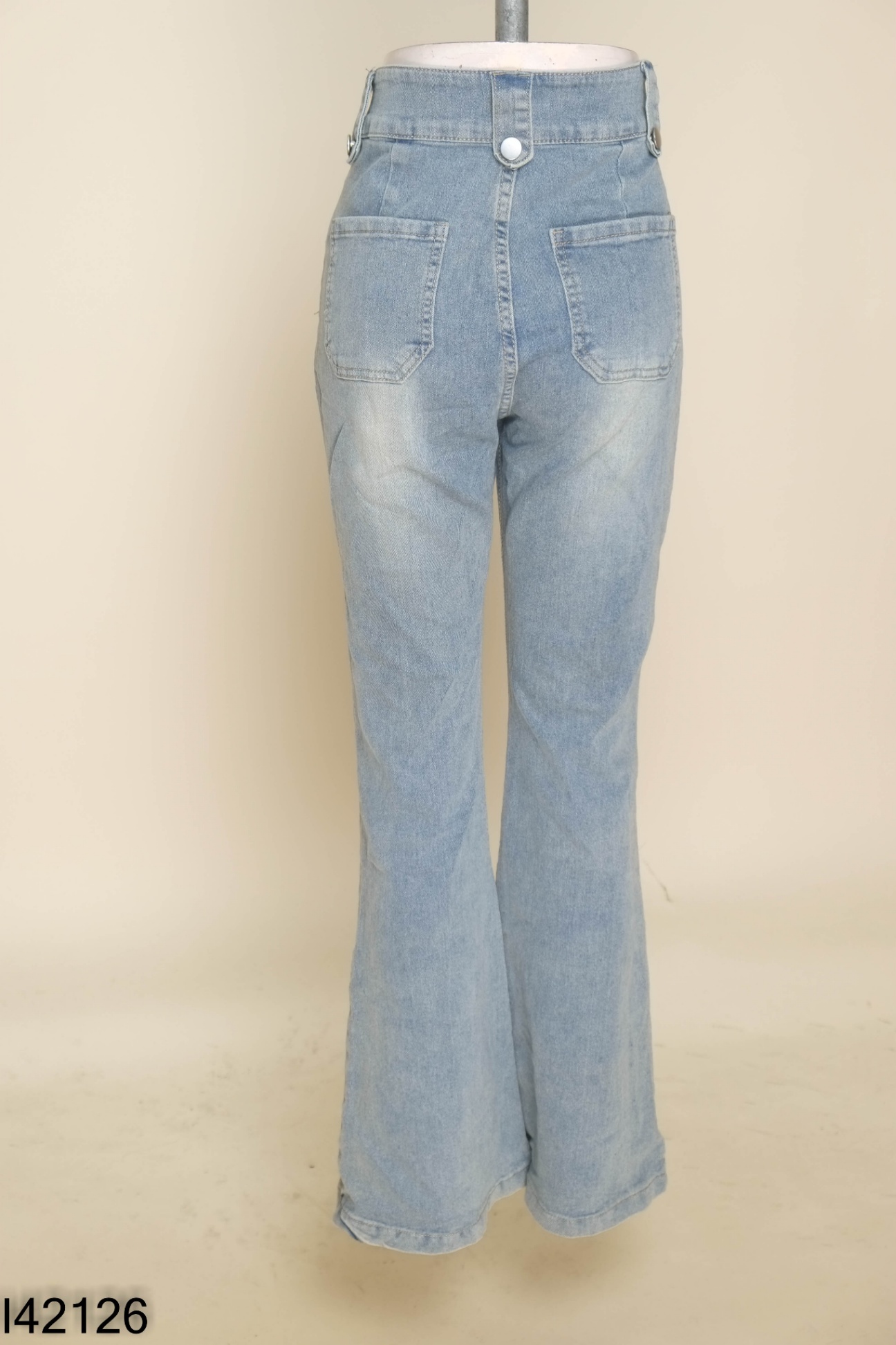 Quần LOVITO jeans xanh ống loe