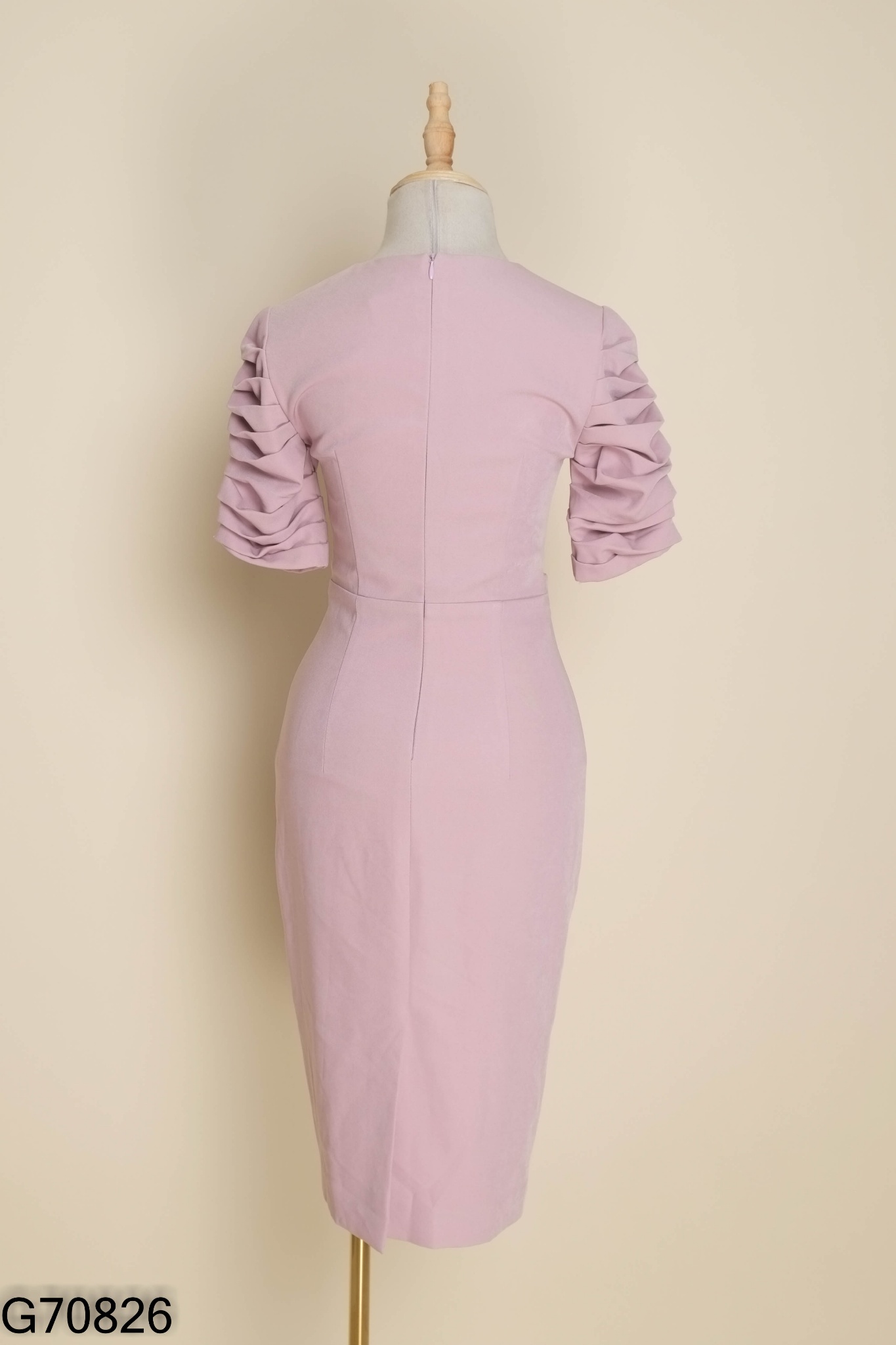 Váy H&H LUXURY hồng tay rúm