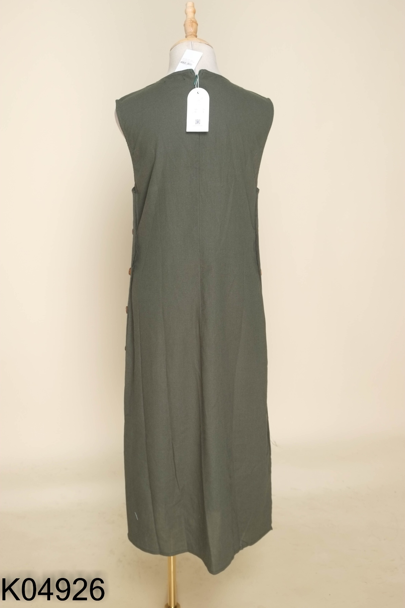 NEWTAG Váy linen xanh MỘC ANH phối cúc