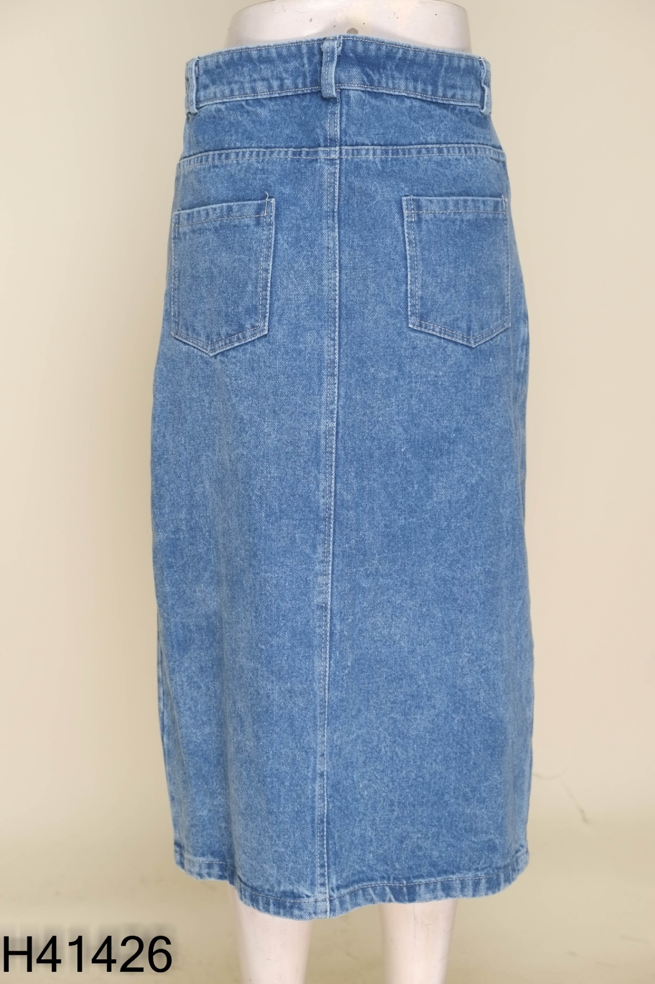 Chân váy nhỡ jeans xanh trơn