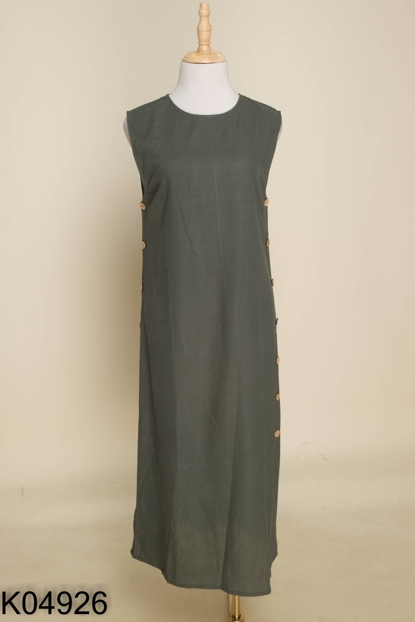 NEWTAG Váy linen xanh MỘC ANH phối cúc