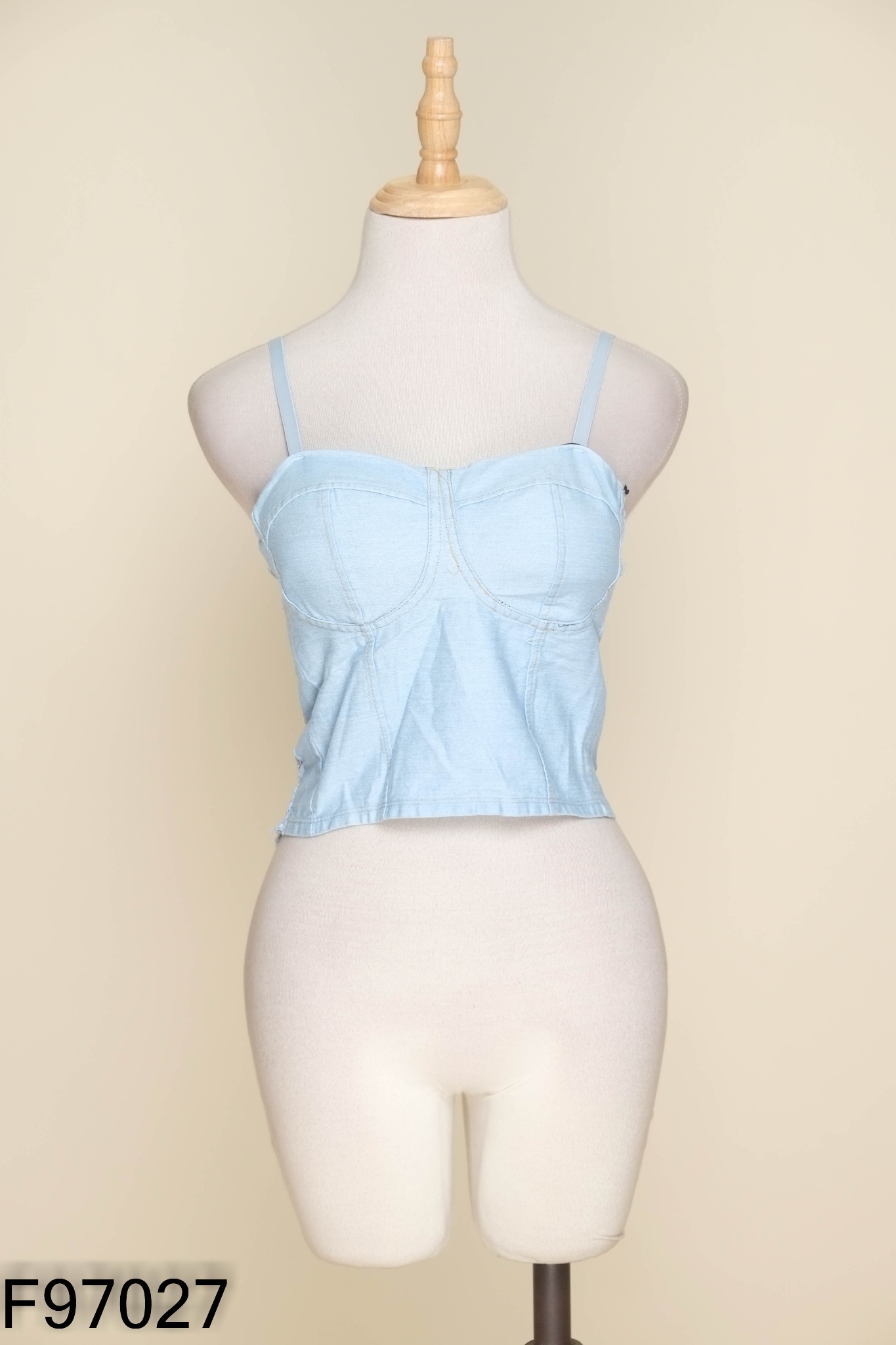 Áo hai dây jeans xanh
