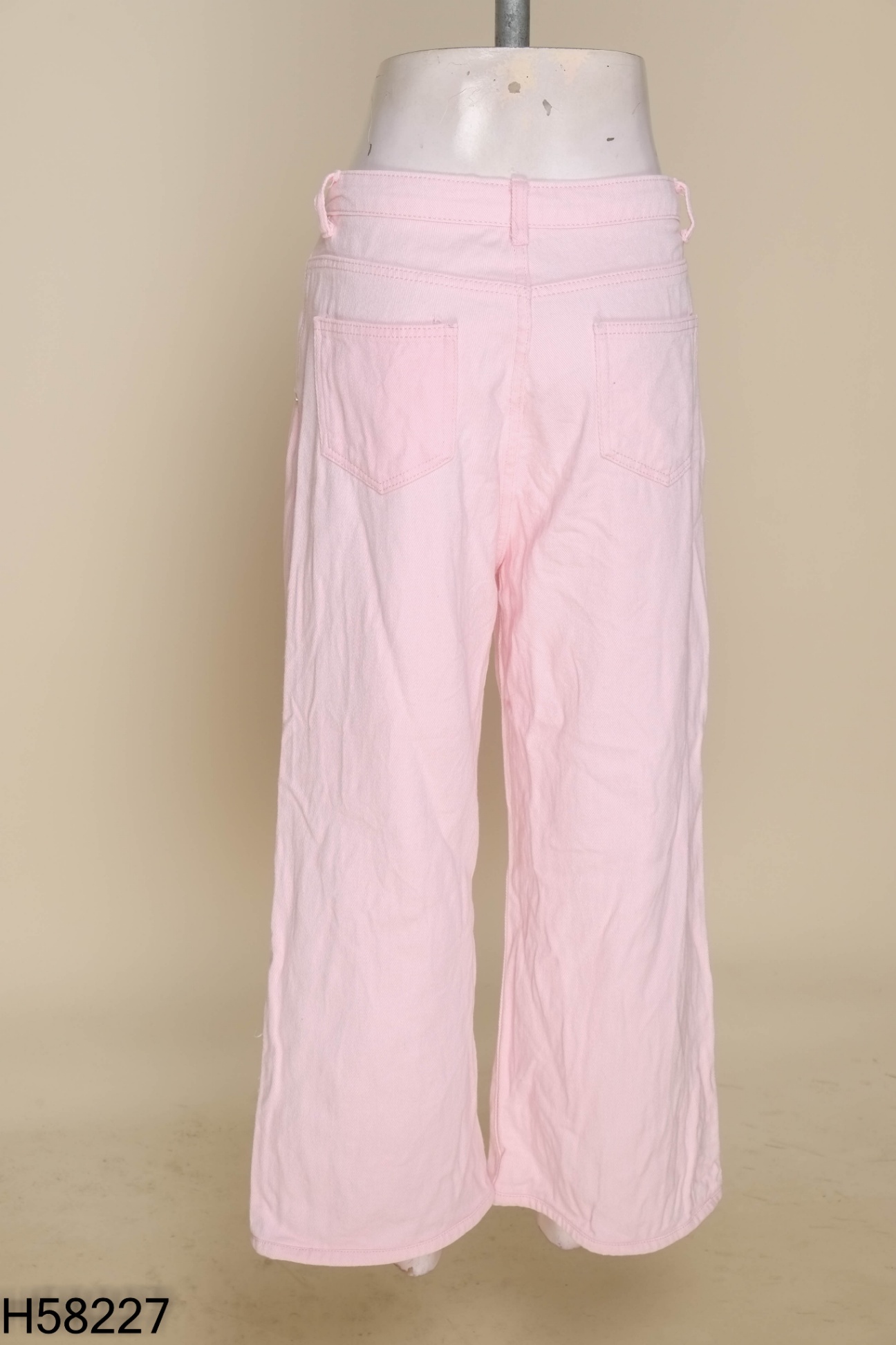 Quần culottes jeans hồng nhạt