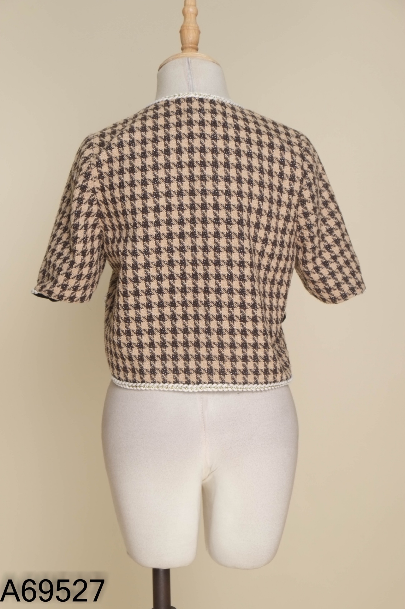 Áo TU BY CATU dạ tweed nâu viền be