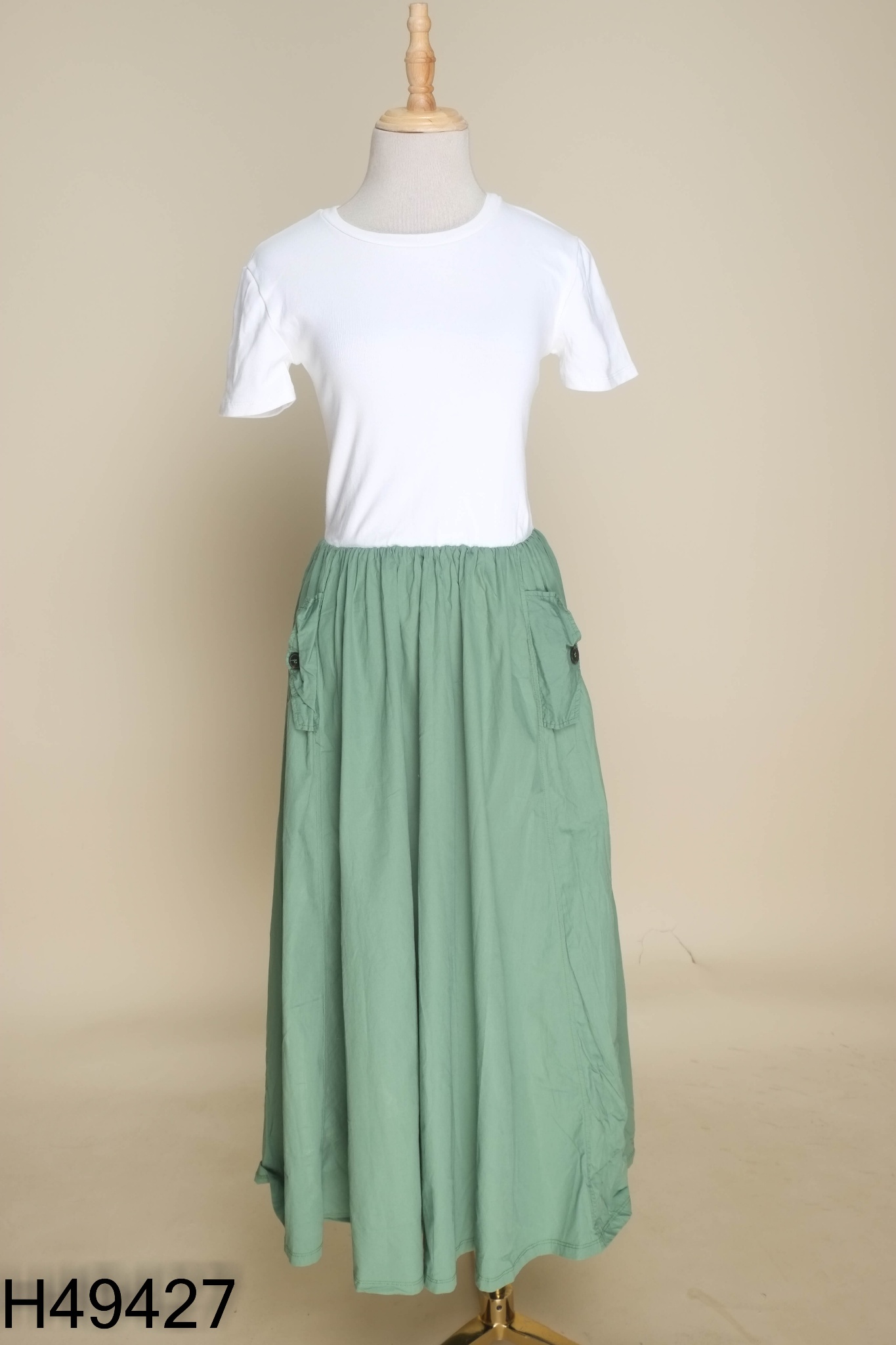 Váy ZARA thun trắng mix xanh