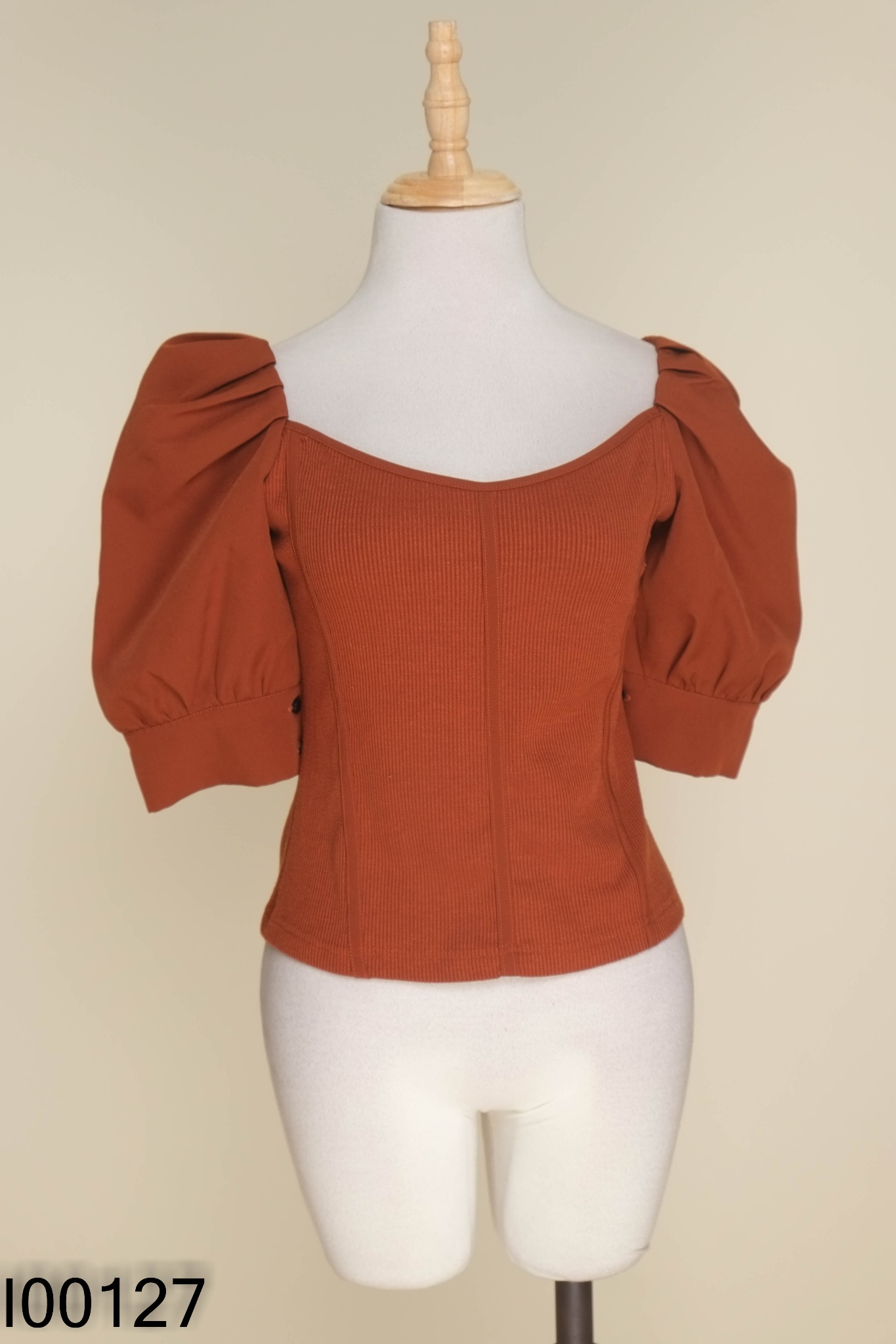 Áo ADORE DRESS nâu tay bồng