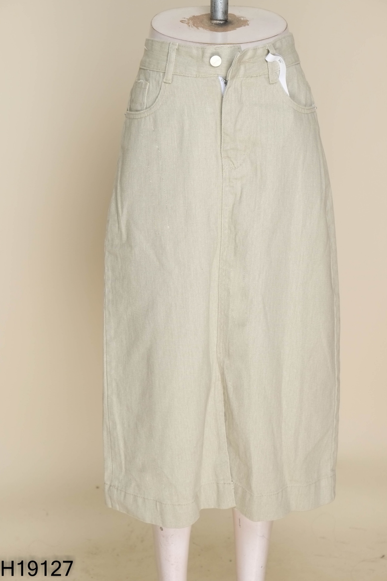 NEWTAG Chân váy jeans xanh be