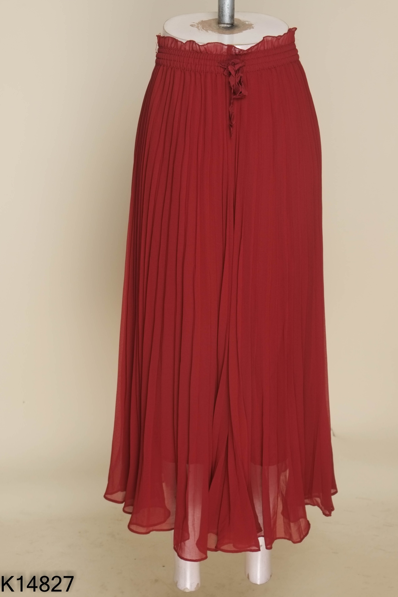 Quần culottes ZARA voan đỏ xếp ly