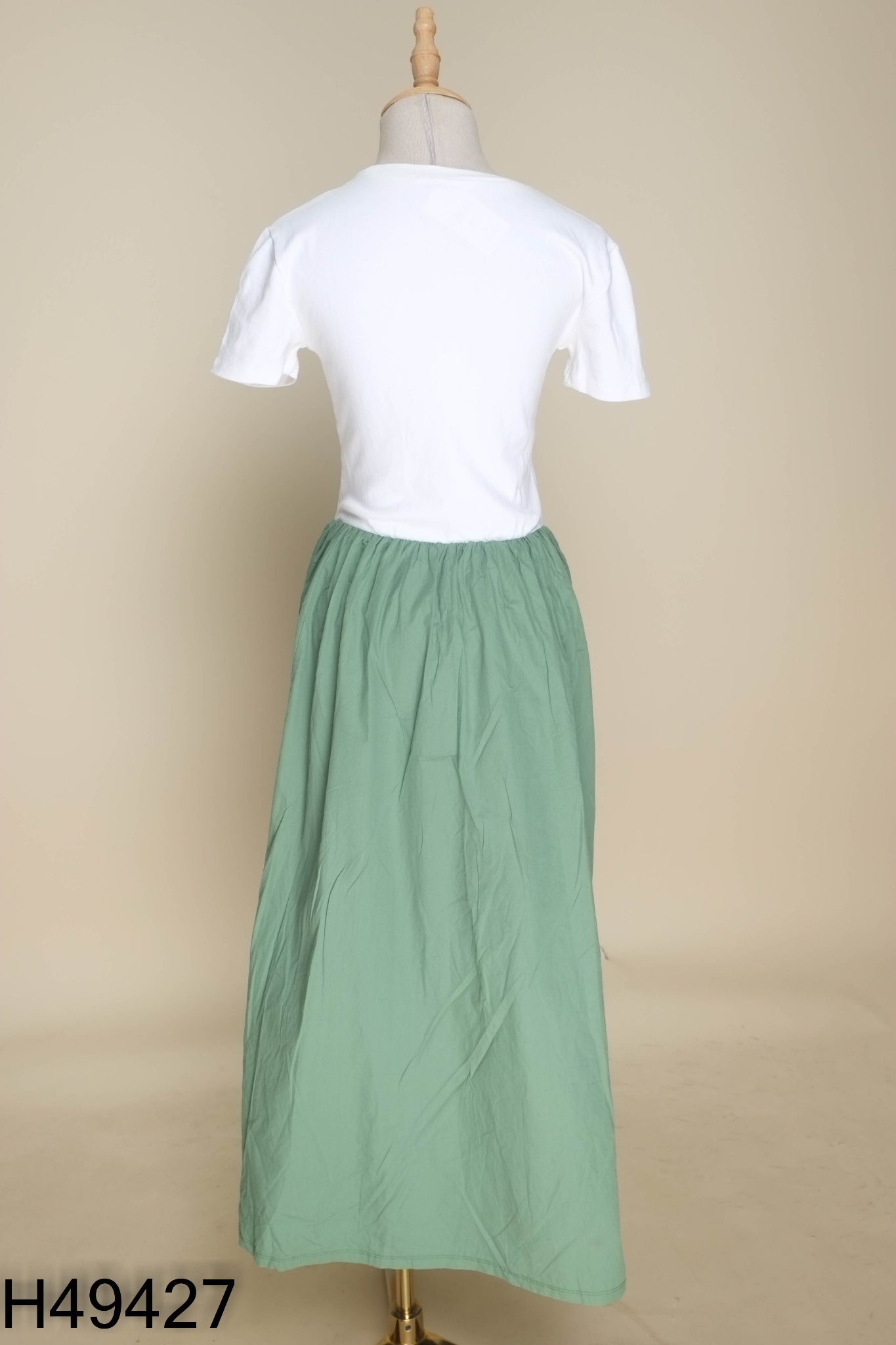 Váy ZARA thun trắng mix xanh