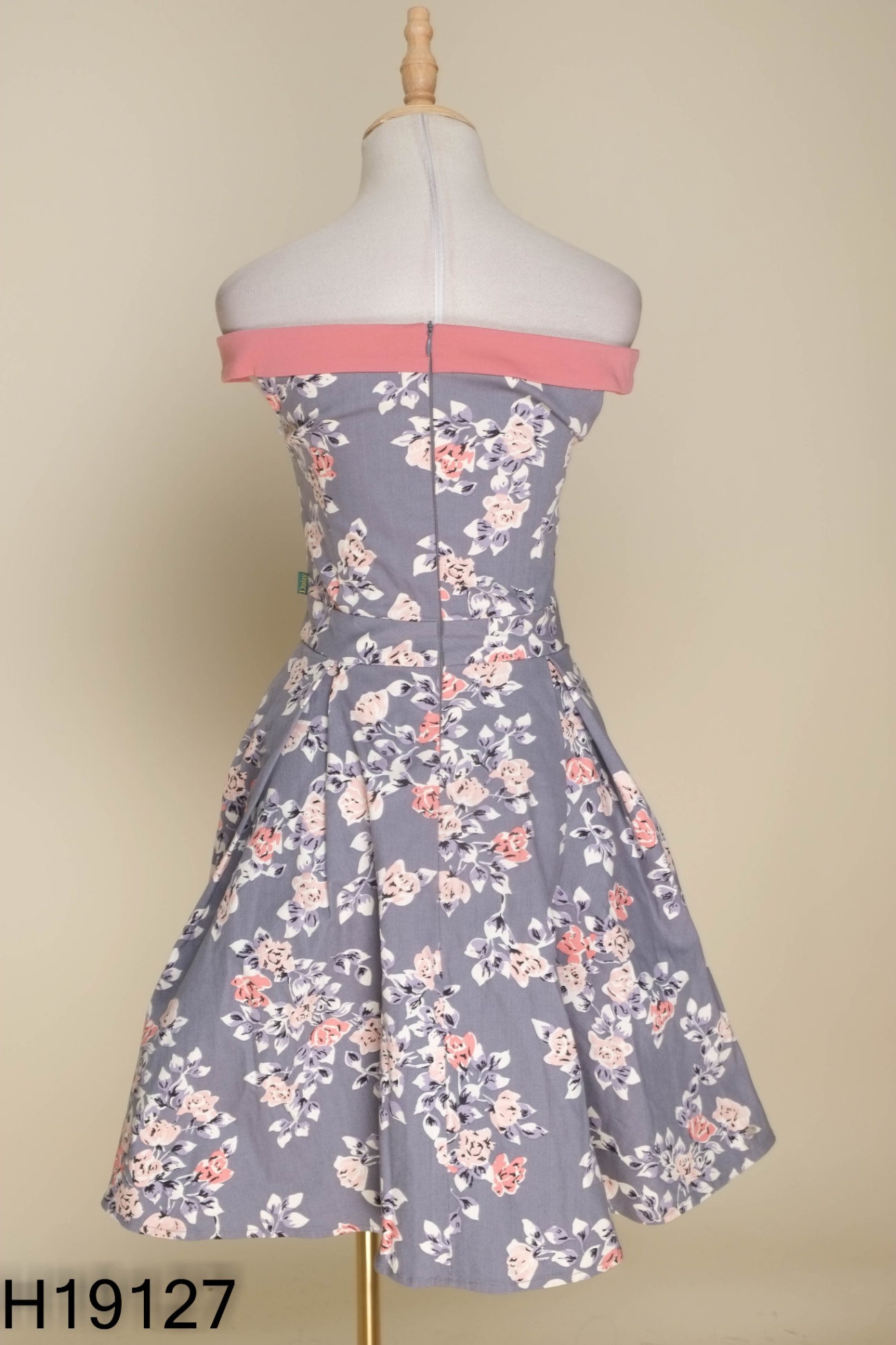 NEWTAG Váy xanh hoa DAISY phối nơ