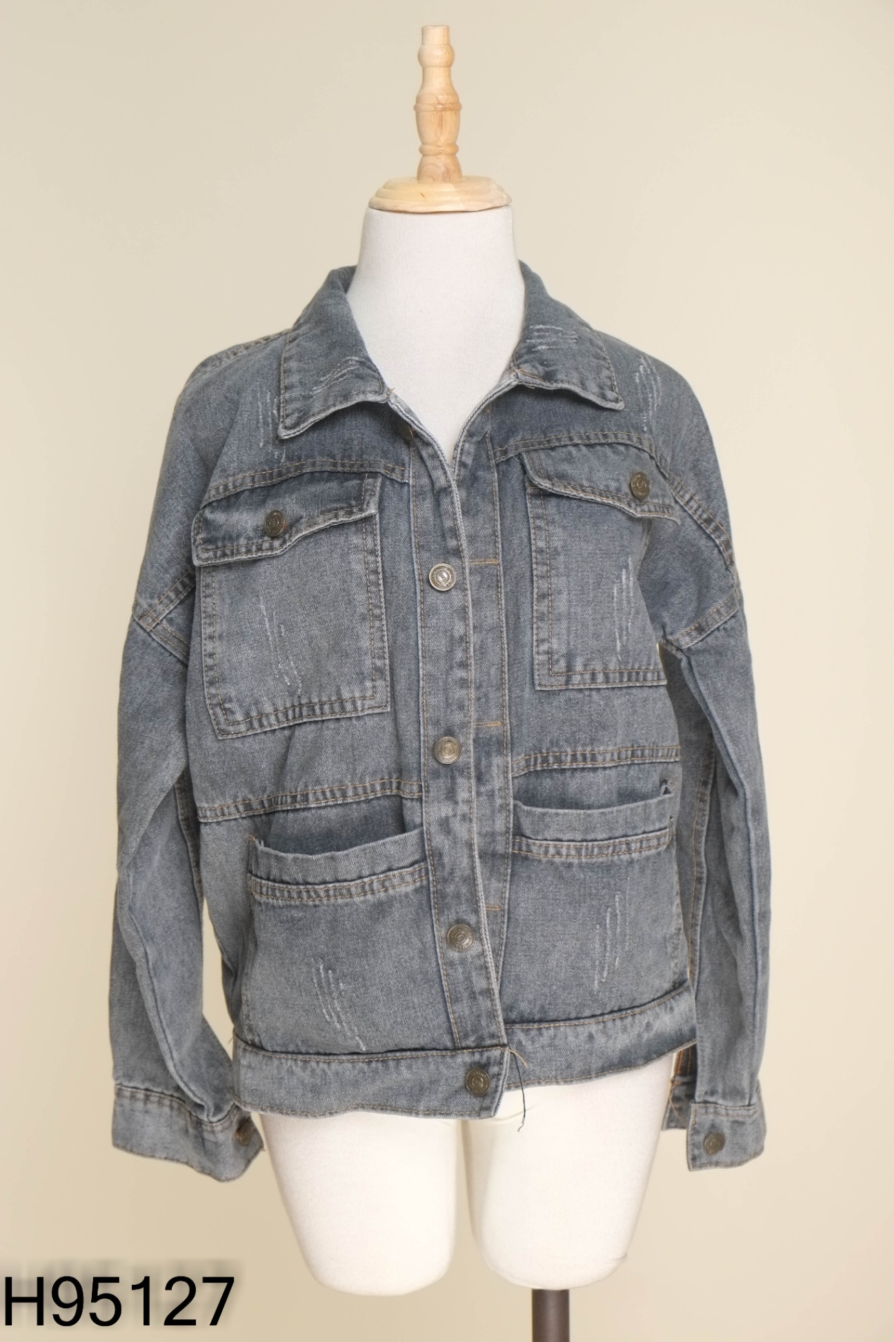 Áo khoác jeans ghi