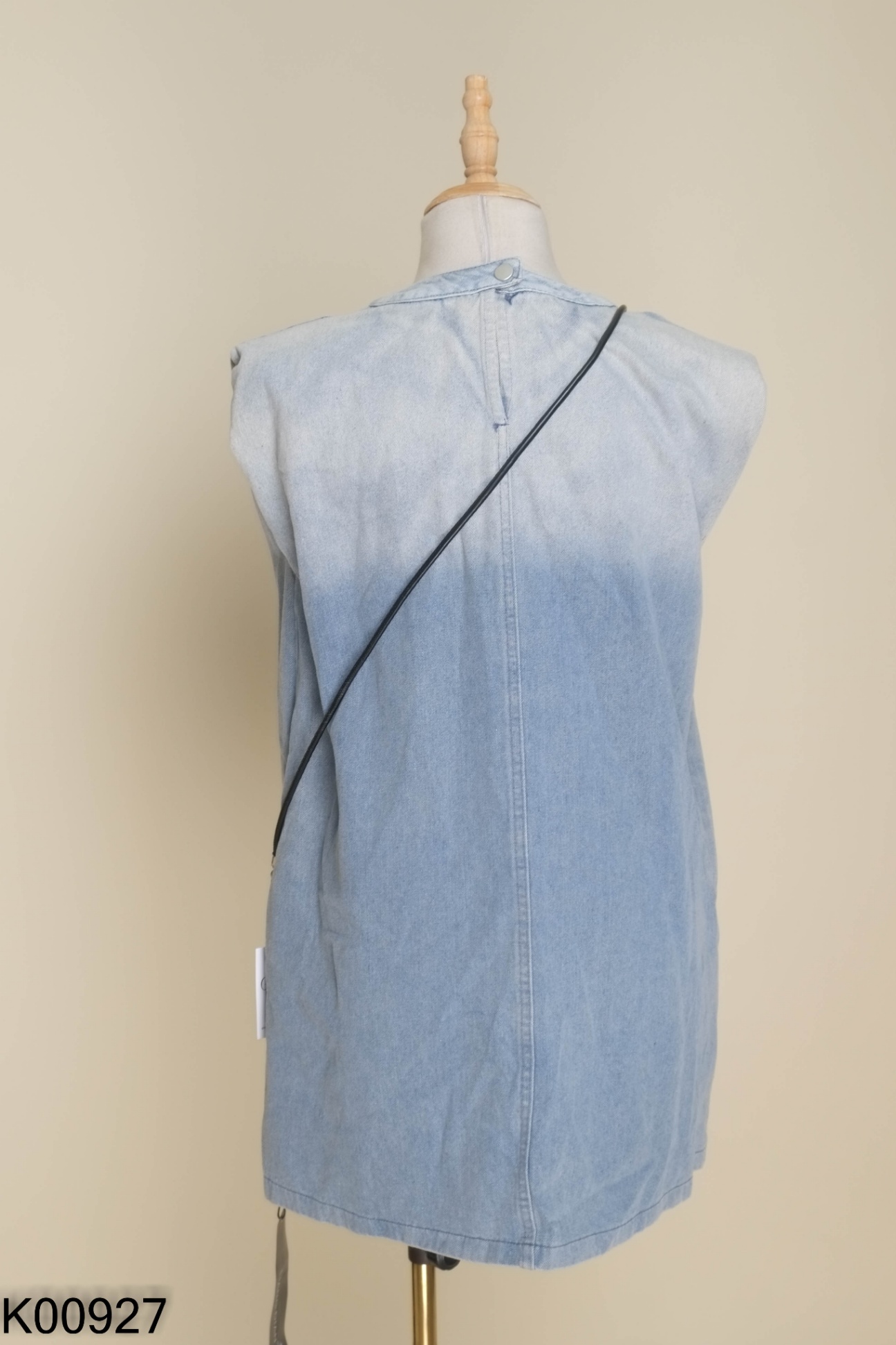 NEWTAG Áo váy jeans xanh loang kèm túi