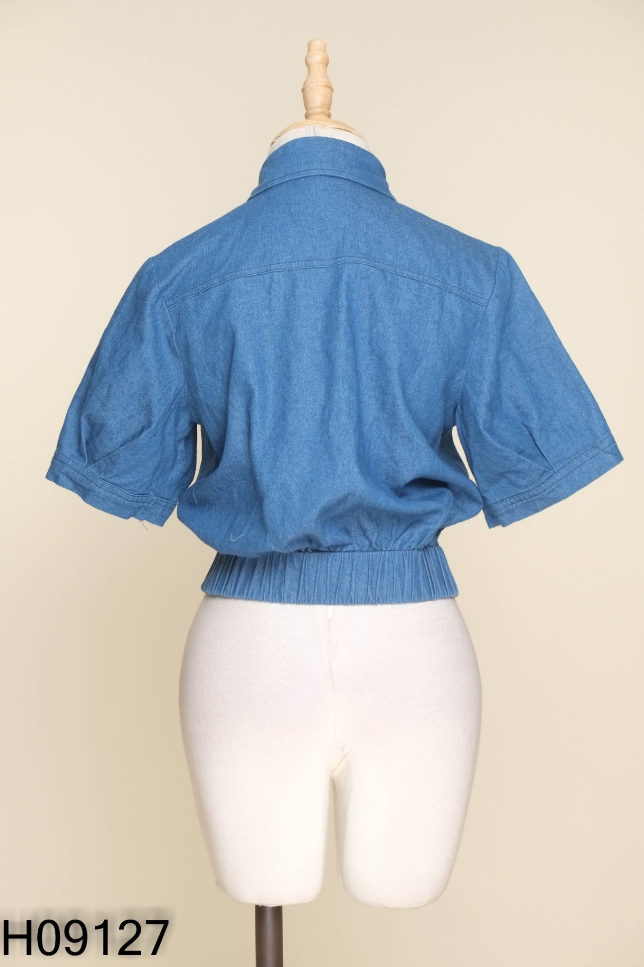 Áo sơ mi jeans xanh chun eo