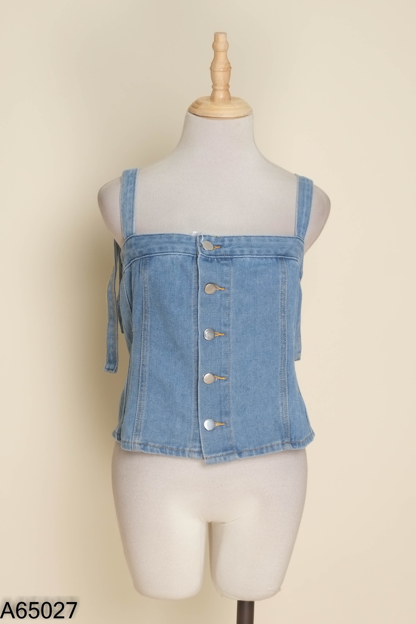 Áo hai dây jeans xanh