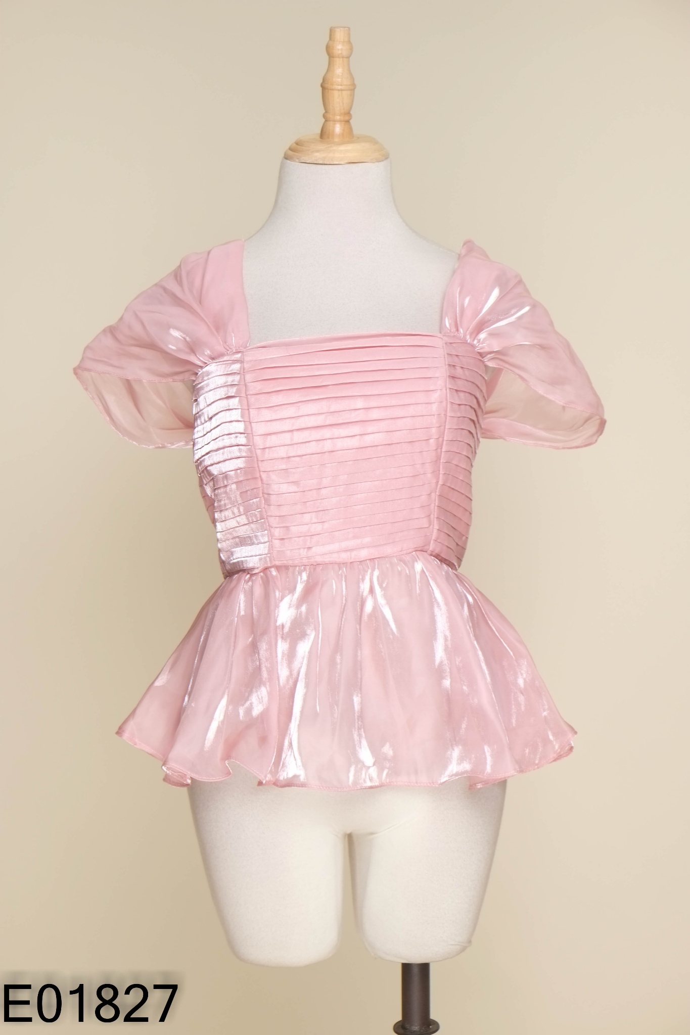 Áo organza hồng buộc nơ