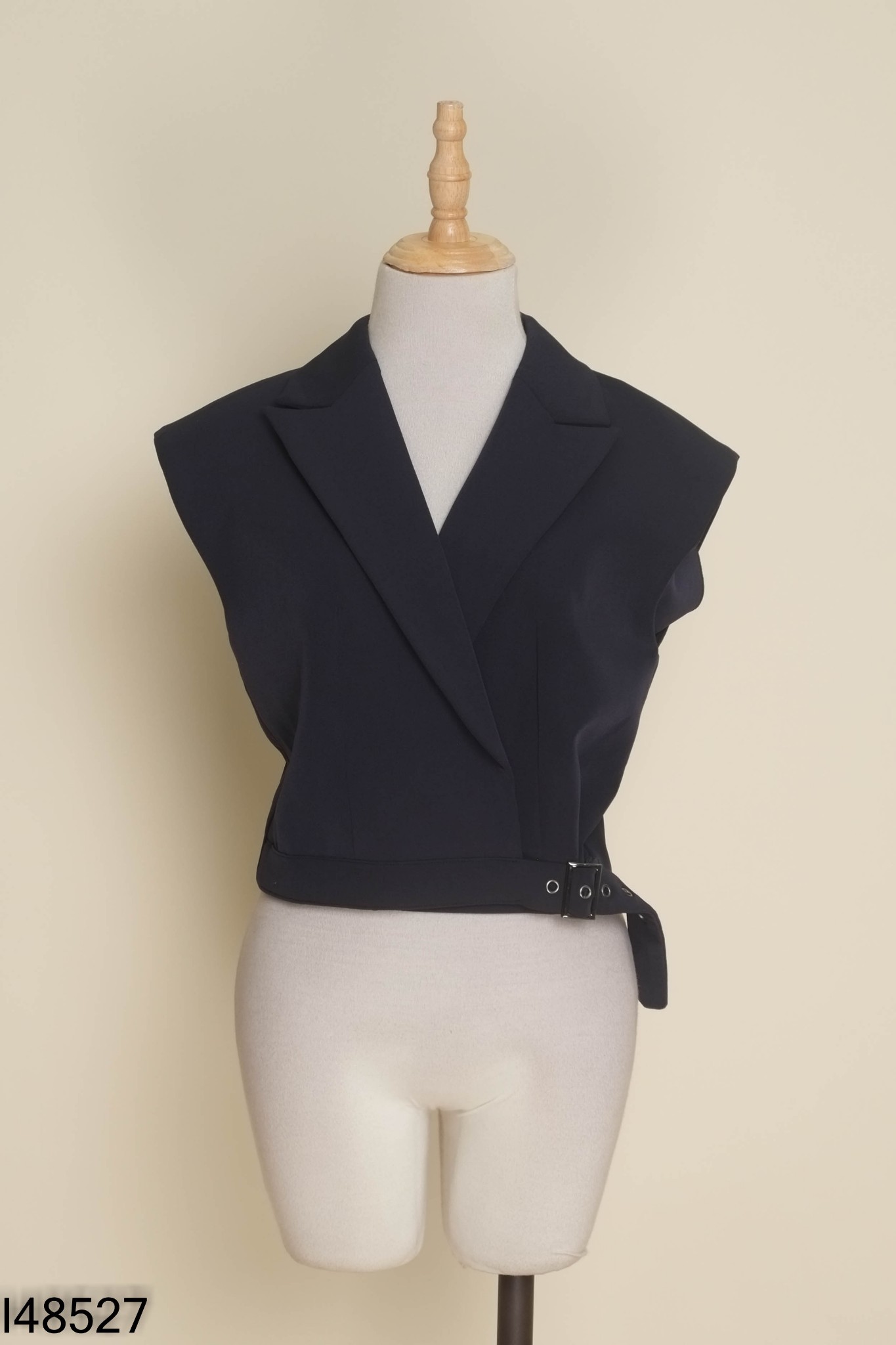 Áo gile xanh than cổ vest