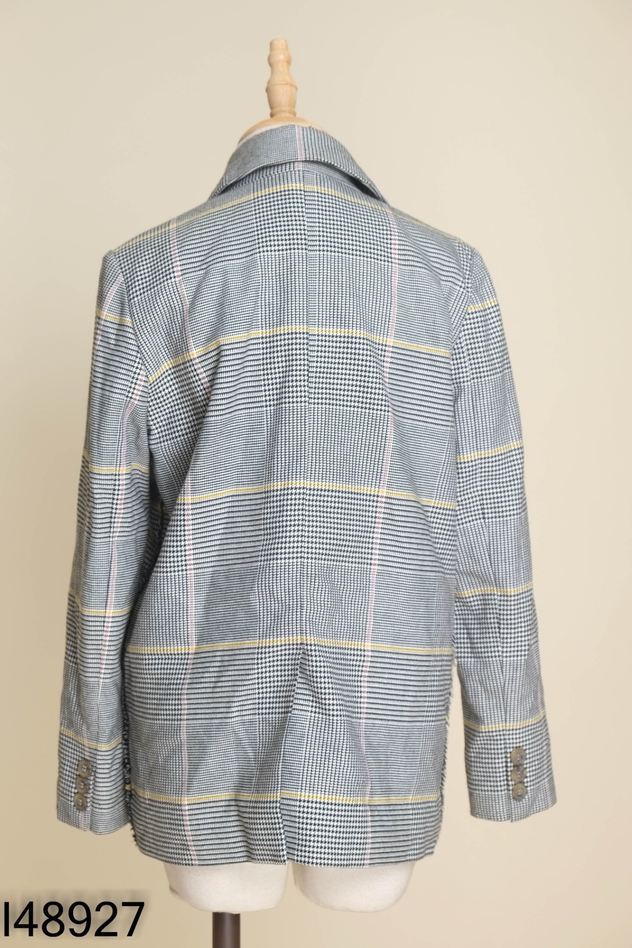 Áo blazer ELLE X IVY MODA xám kẻ