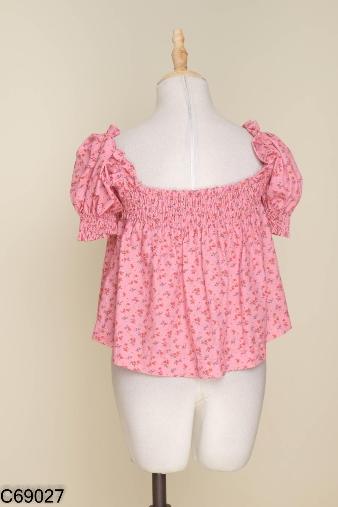 Áo babydoll hồng hoạ tiết hoa