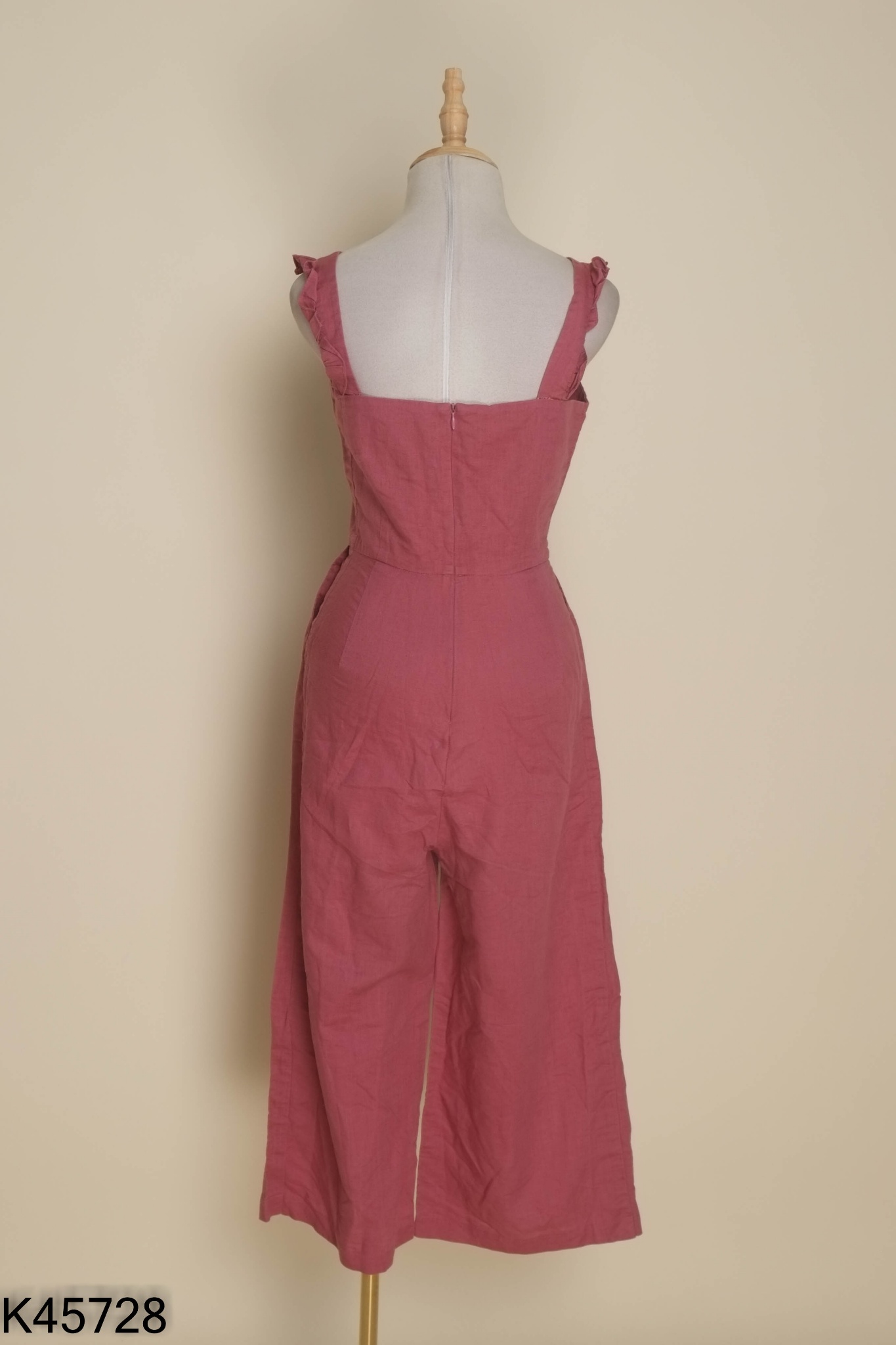 Jumpsuit linen hai dây tím