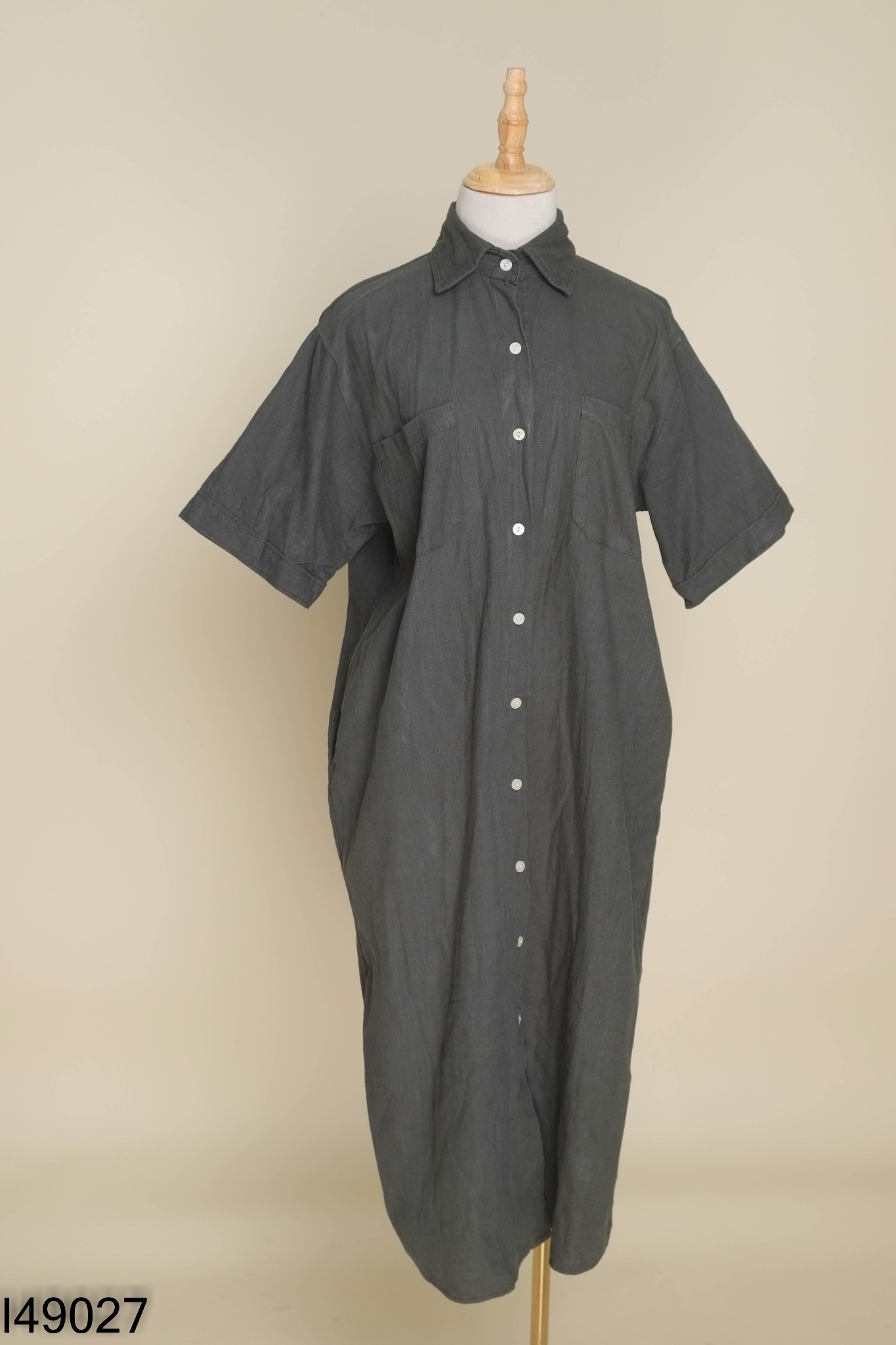 Váy sơ mi linen xanh