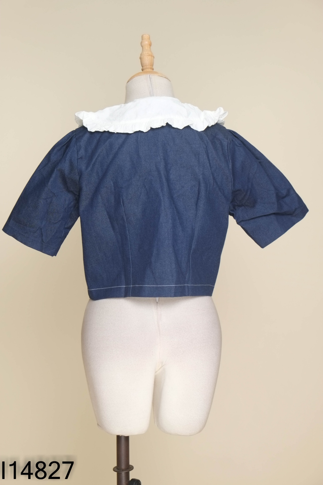 NEWTAG Áo jeans xanh cổ sen