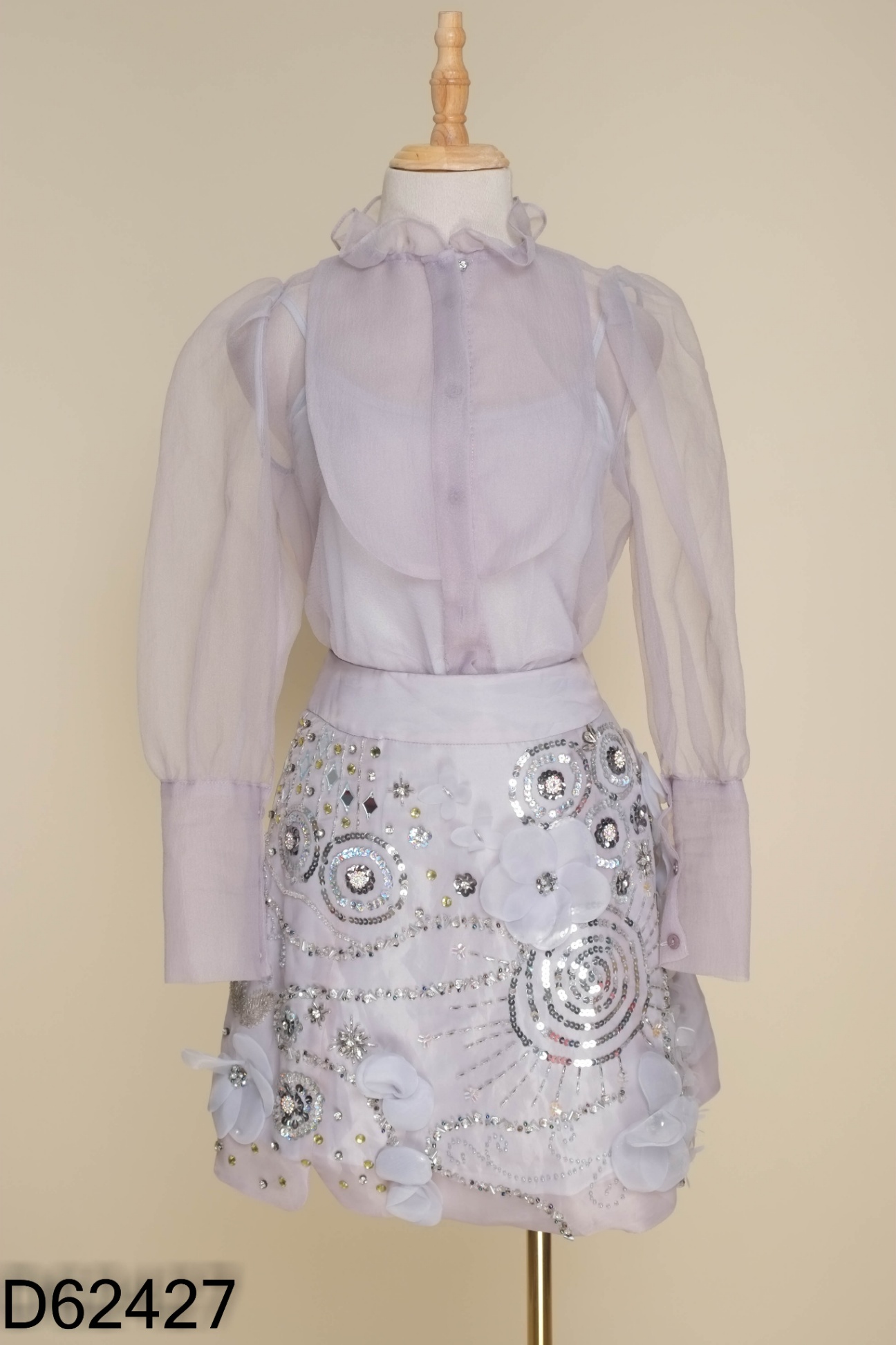 Set Áo RUBY HOUSE chiffon xám + chân váy đính cườm