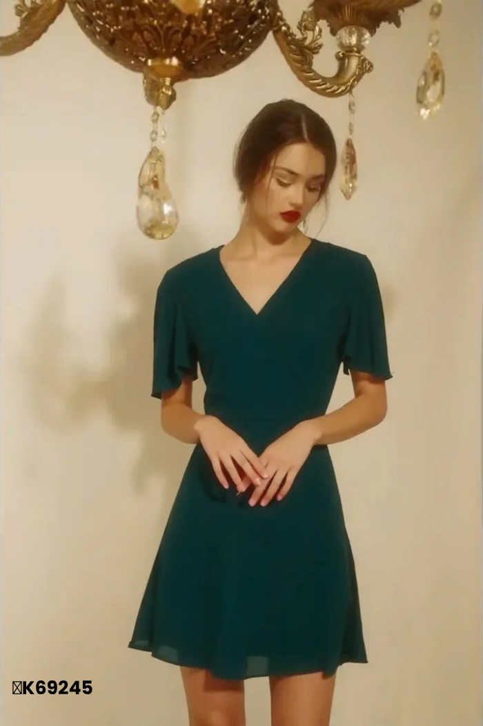 Váy linen xanh buộc eo