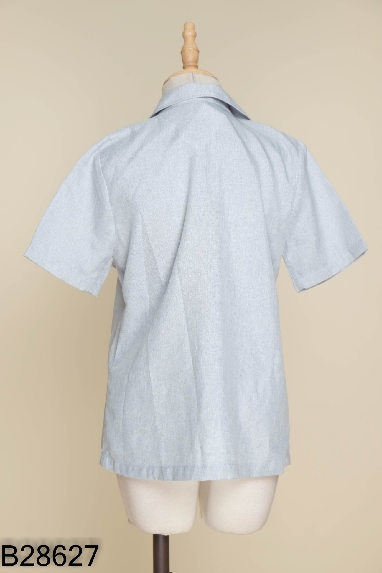 Áo xanh trơn cổ vest