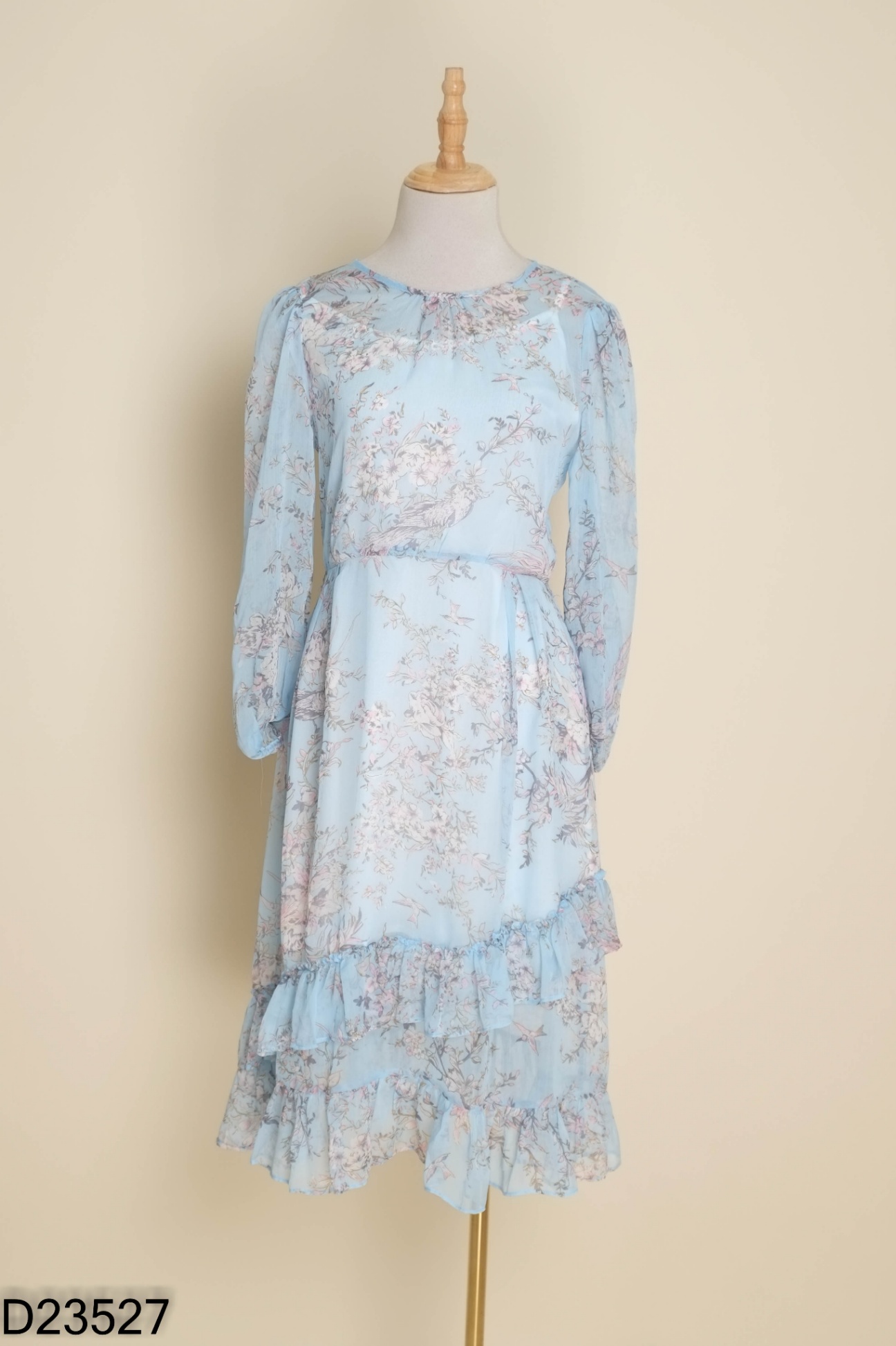 Váy With Love Design voan xanh hoạ tiết