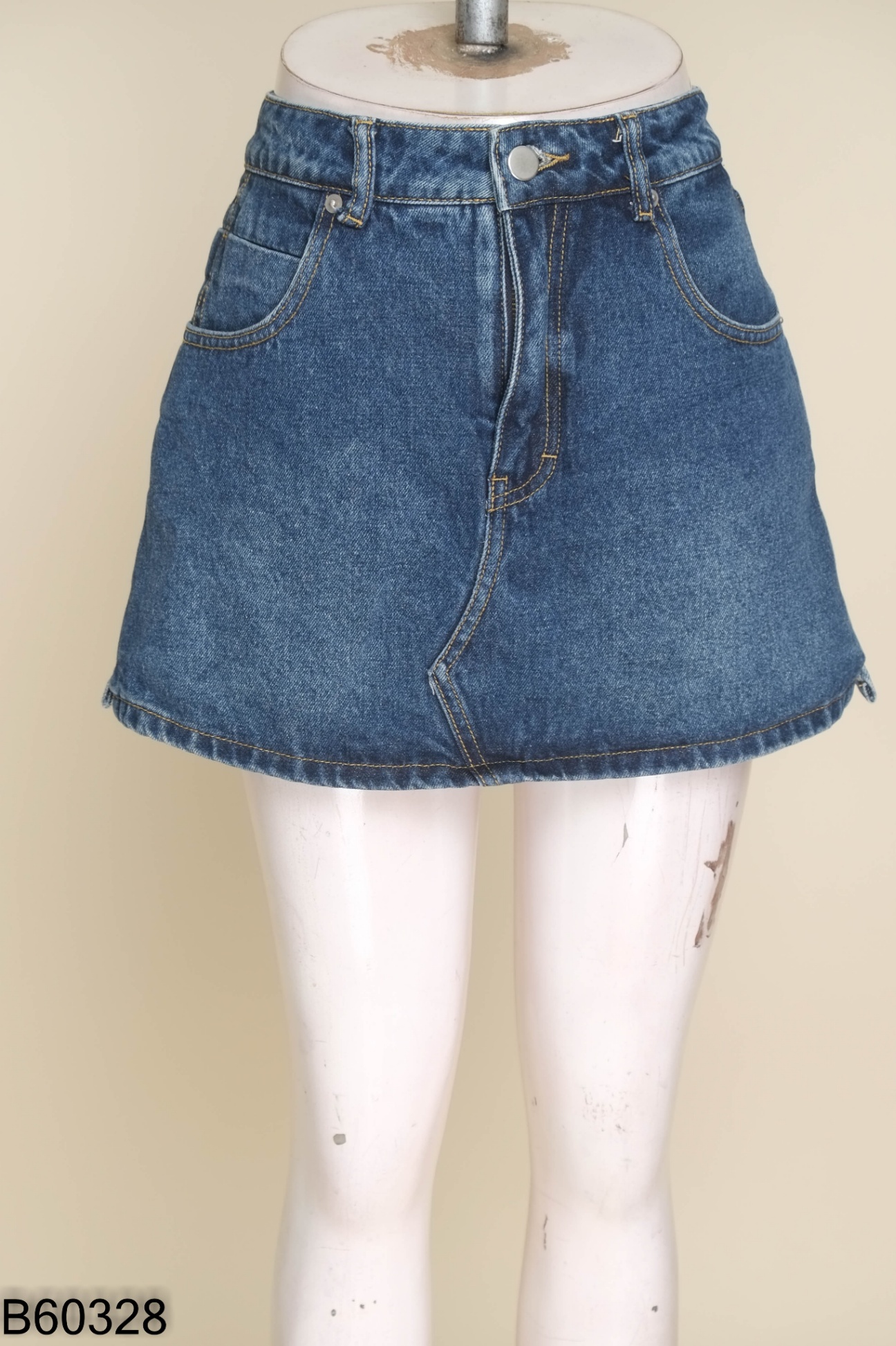 Chân váy jeans xanh trơn