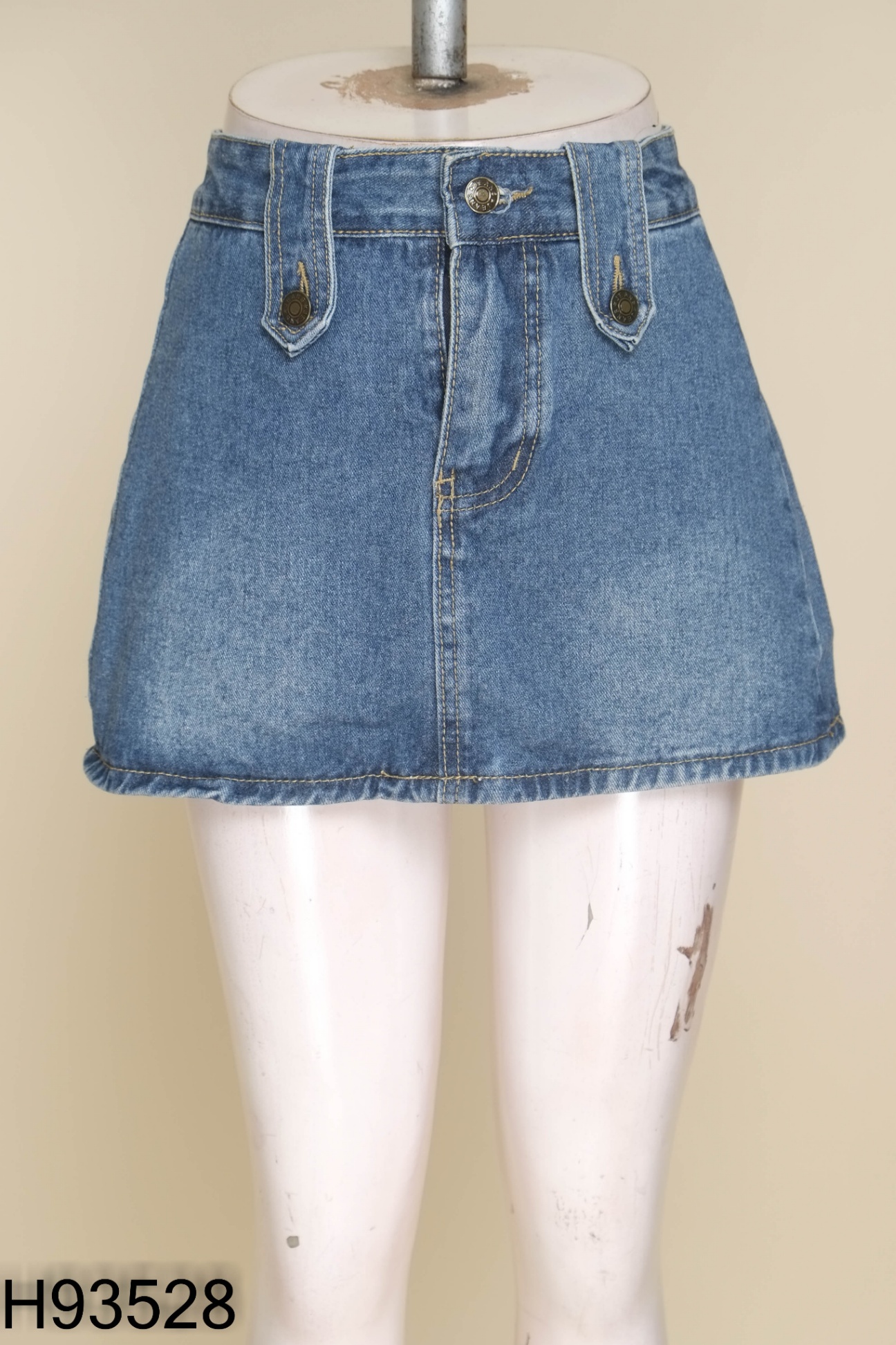Chân váy jeans xanh trơn