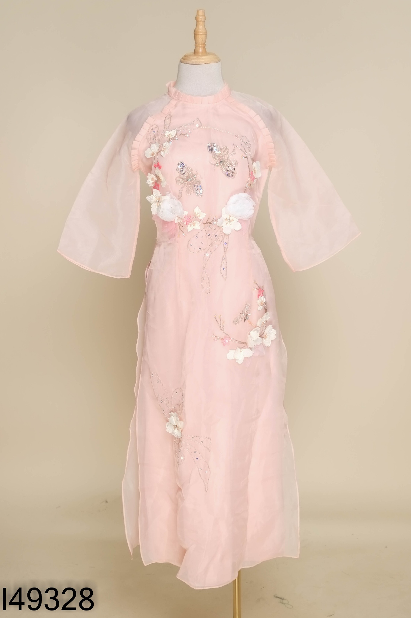 Áo dài hồng đính hoa (KHÔNG QUẦN)