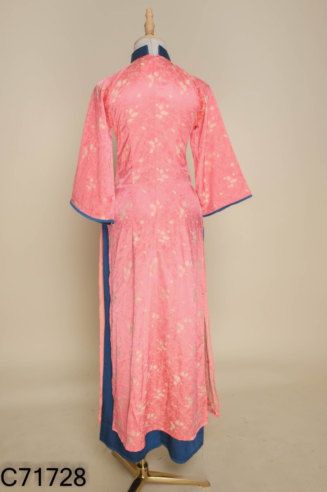 Set Áo dài hồng hoa + quần xanh