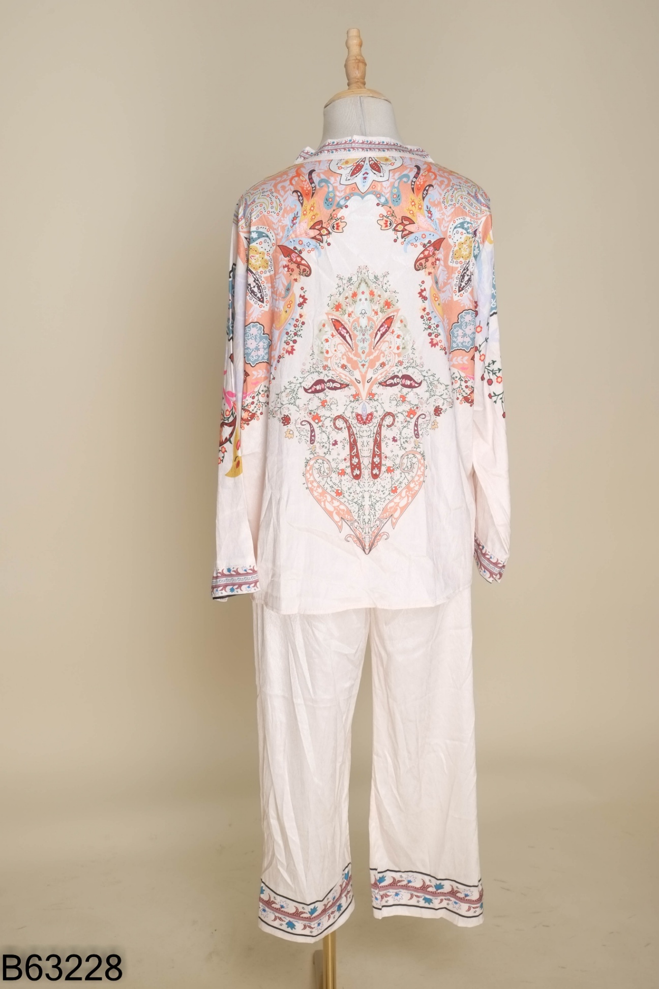 Set Pijama lụa hồng họa tiết